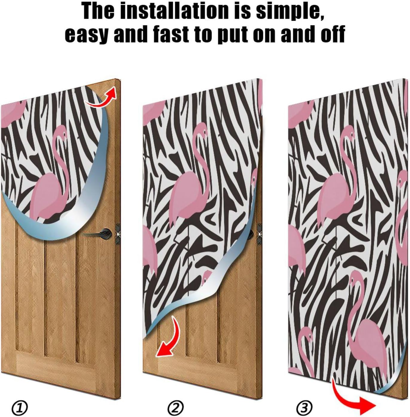Susiyo Flamingos Zebra Halloween Door Cover 32x79 in