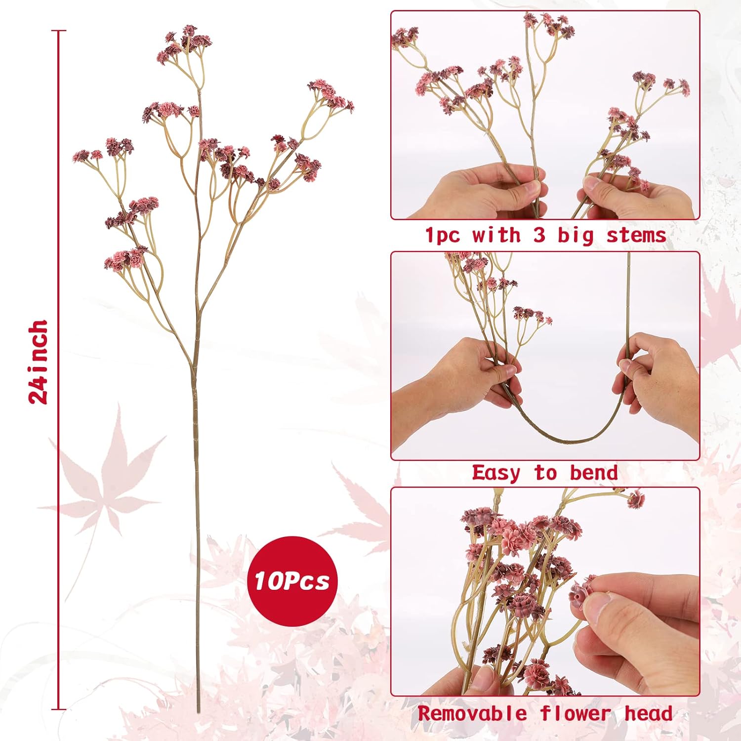 NT NIETING Fall Decor Artificial Baby Breath Flowers Bouquets 10Pcs