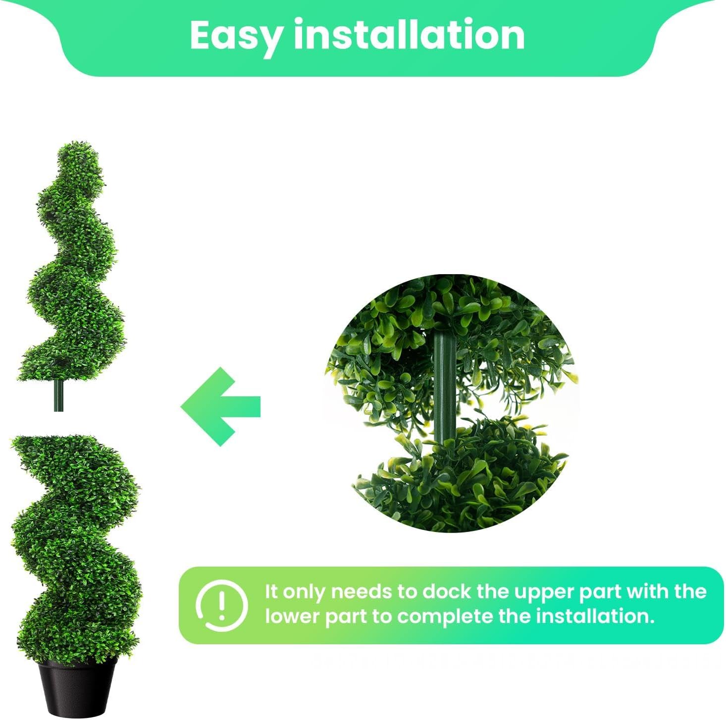 3 Ft Tall Artificial Spiral Topiary Trees Set of 4