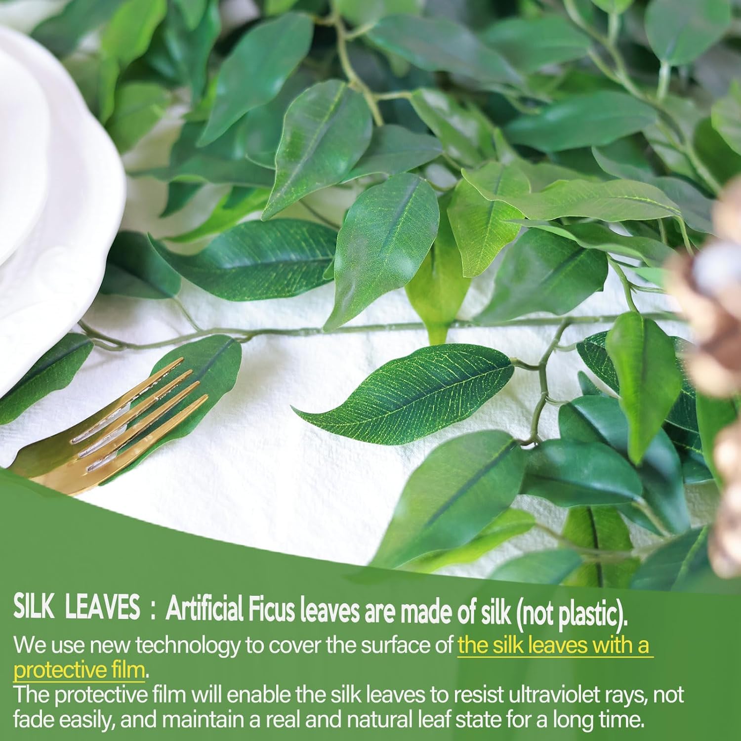 Mizii 12PCS Artificial Greenery Stems Ficus Garland