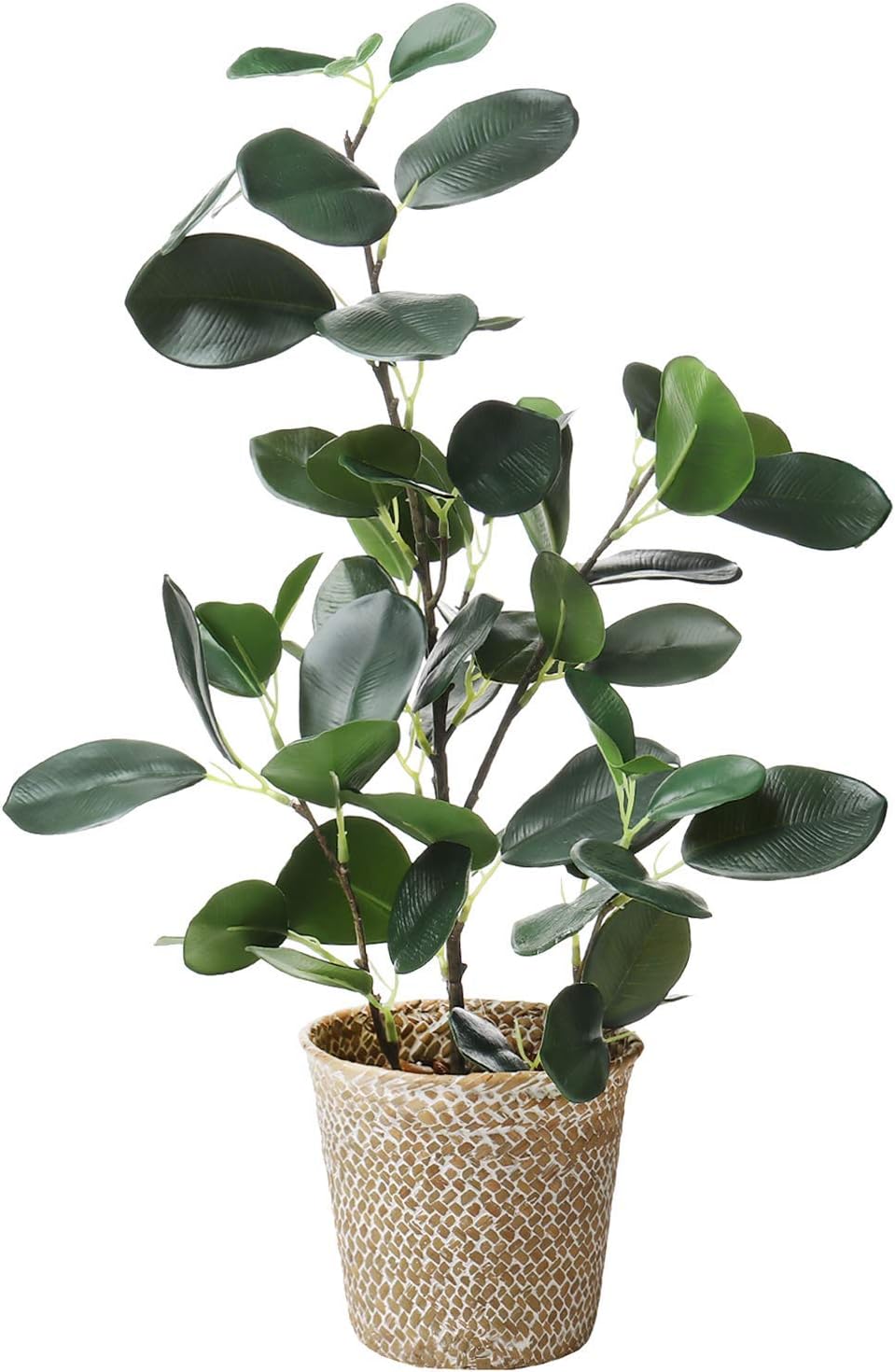 SAROSORA Artificial Ficus Tree with Weaved Pot 20 Inch Green