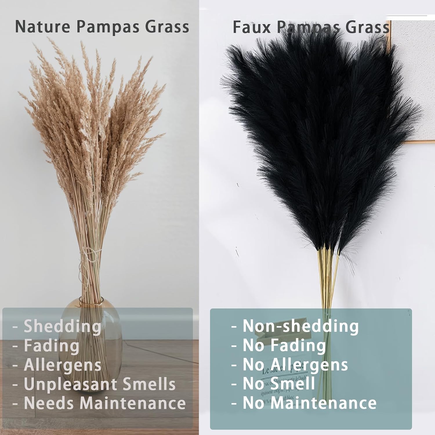 38 Inch 10 Stems Faux Pampas Grass Bouquet