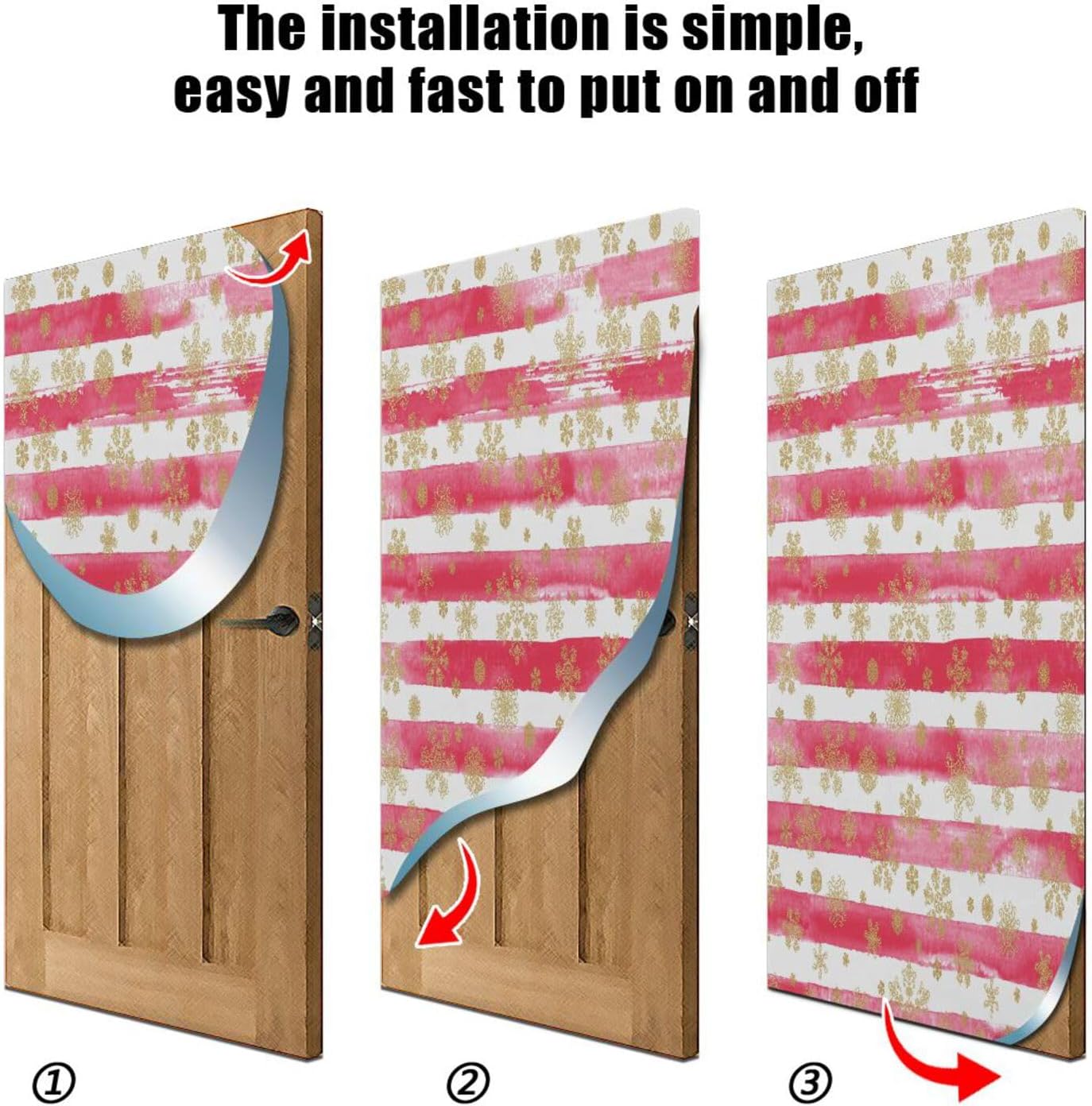 Susiyo Gold Snowflakes Striped Christmas Door Cover 32x79 in