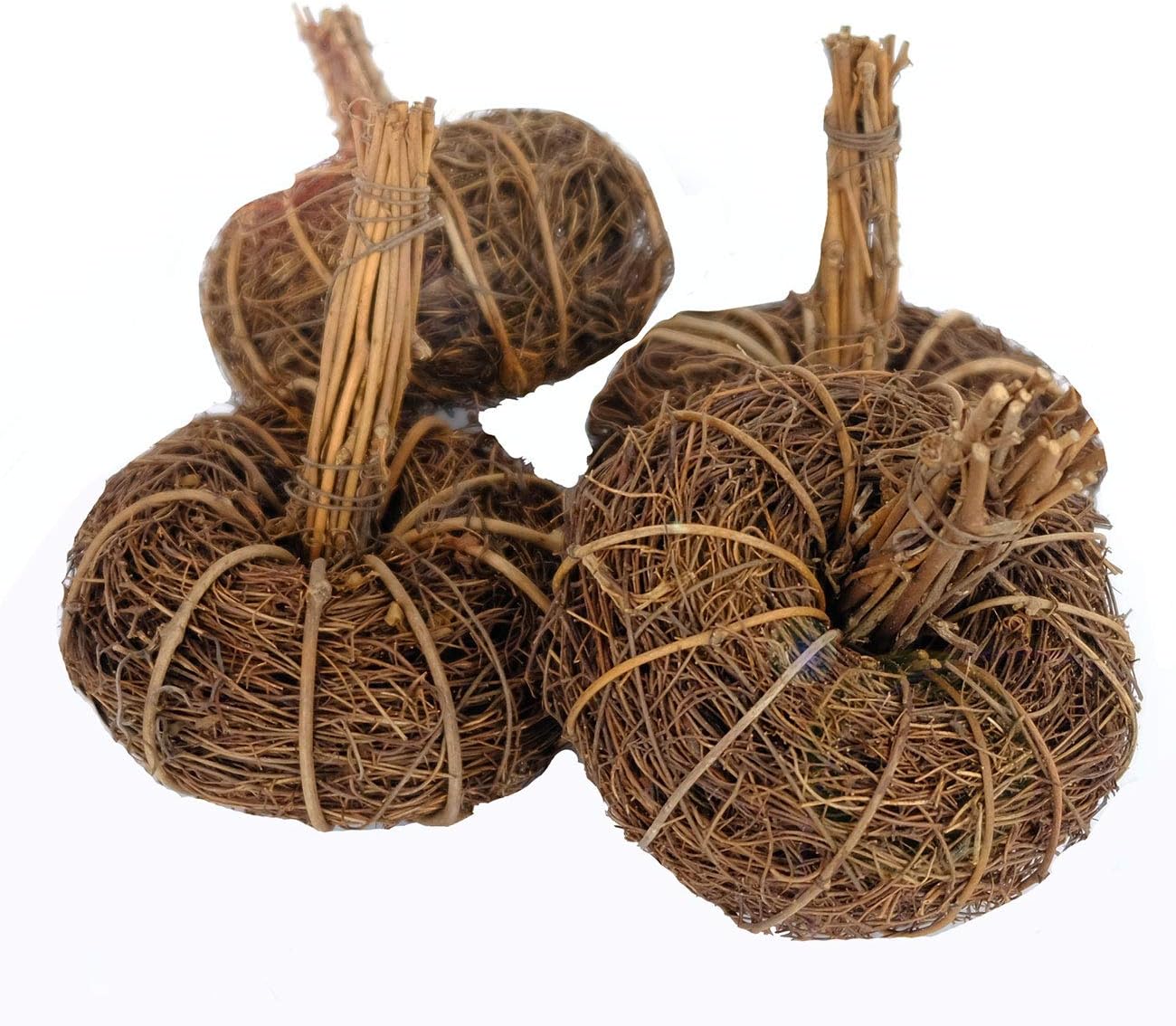 4pcs Artificial Grapevine Pumpkins for Halloween and Fall Decor