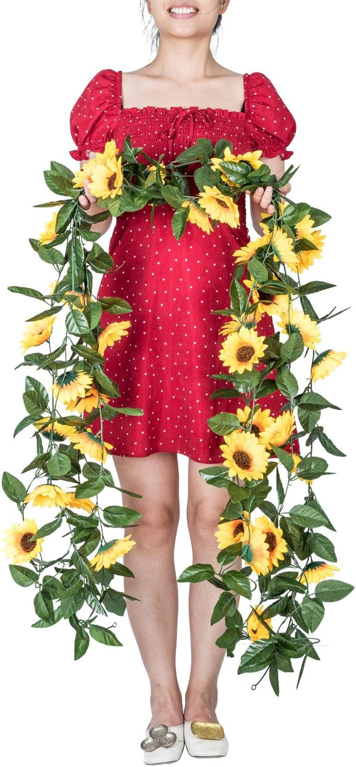 Lvydec 4 Pack Artificial Sunflower Garland