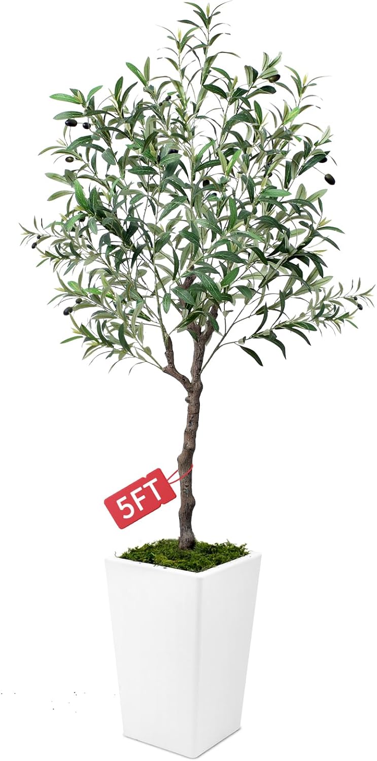 Olive Trees Artificial Indoor 5ft Decor Tree with Pot