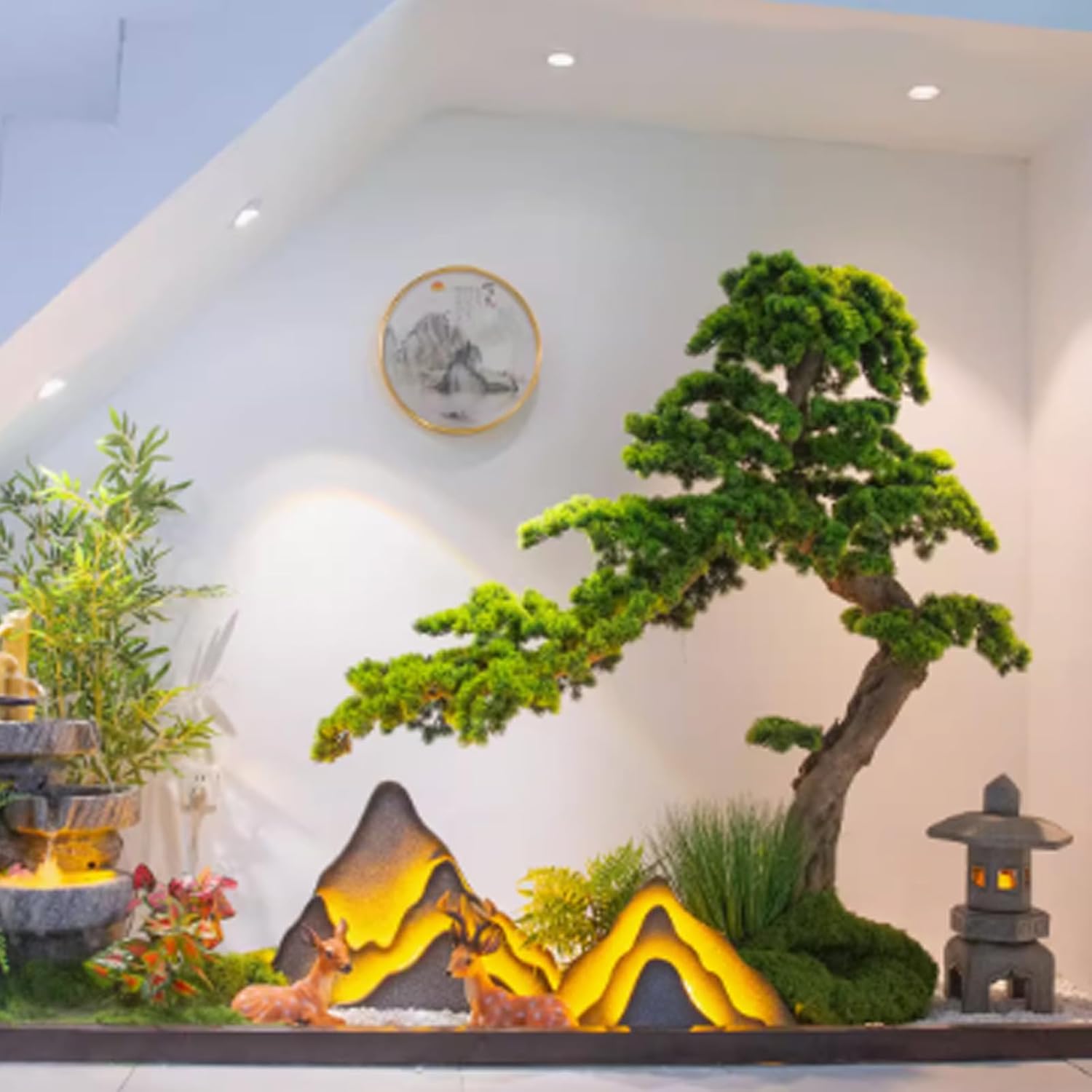 Artificial Landscape Tree Large Green Welcome Pine for Hotel Stairs Exhibition Hall