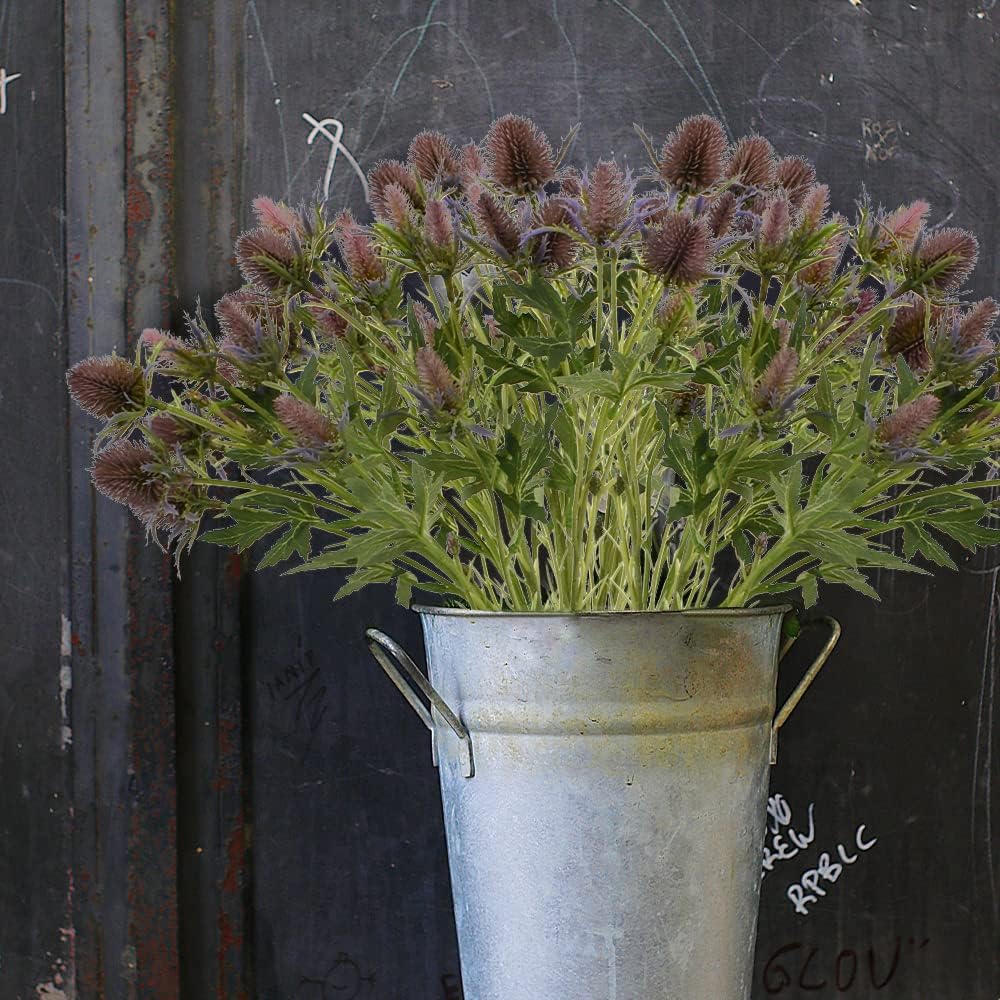 HUIANER 2 Stems Artificial Thistle Flowers Purple