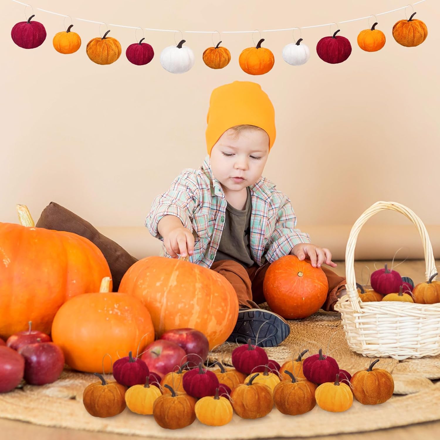 Sotiff 24 Pcs Fall Mini Tree Ornament Set