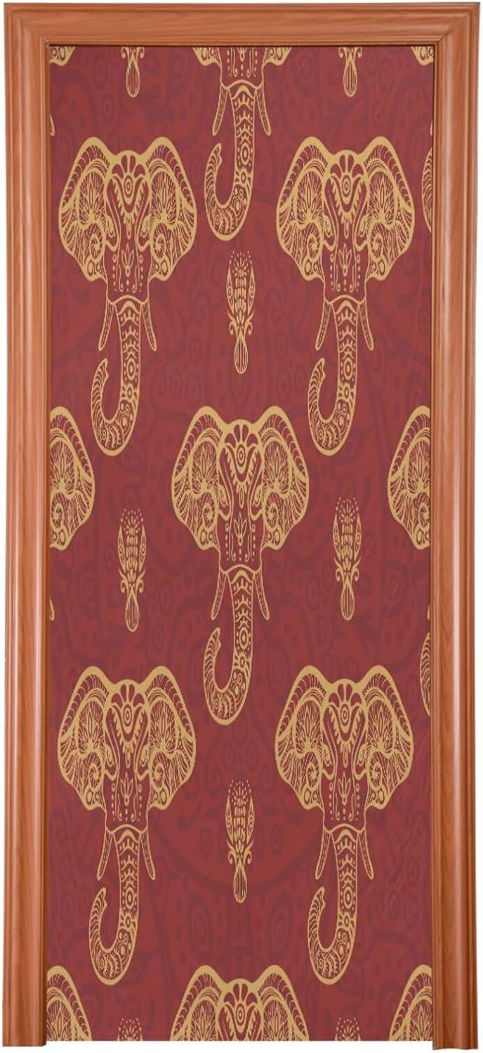 Susiyo Ornate Red Elephants Halloween Door Cover
