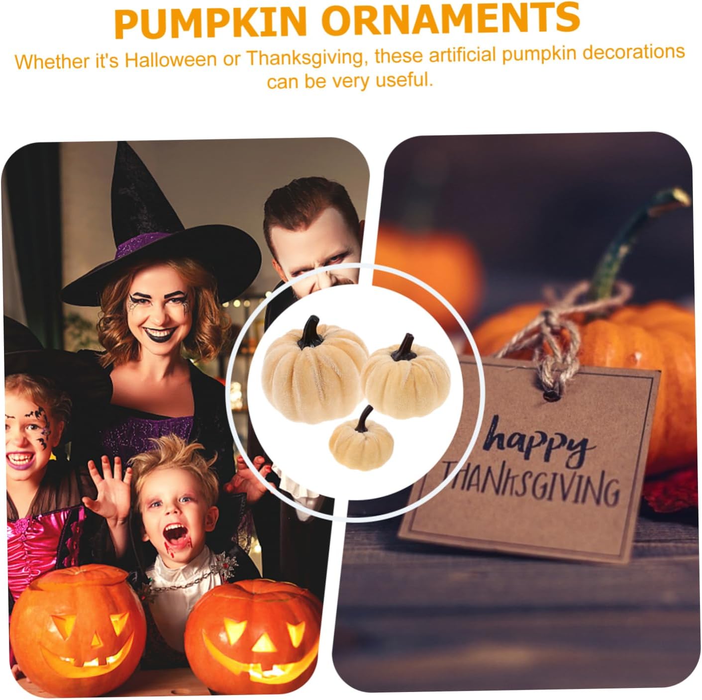 PRETYZOOM 6pcs Artificial Pumpkins Halloween Decor Centerpieces