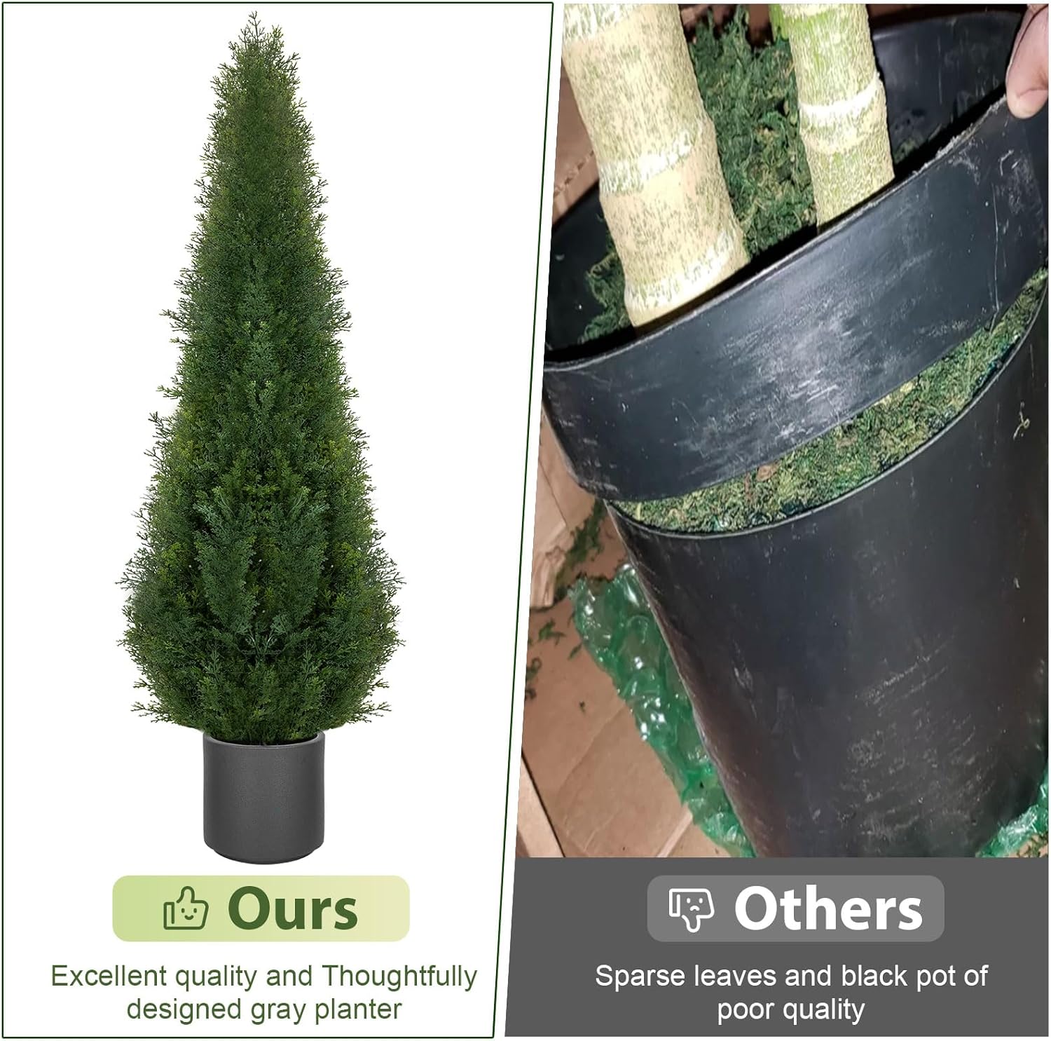 Artificial Cedar Topiary Trees 3FT Set of 2 with Gray Planter