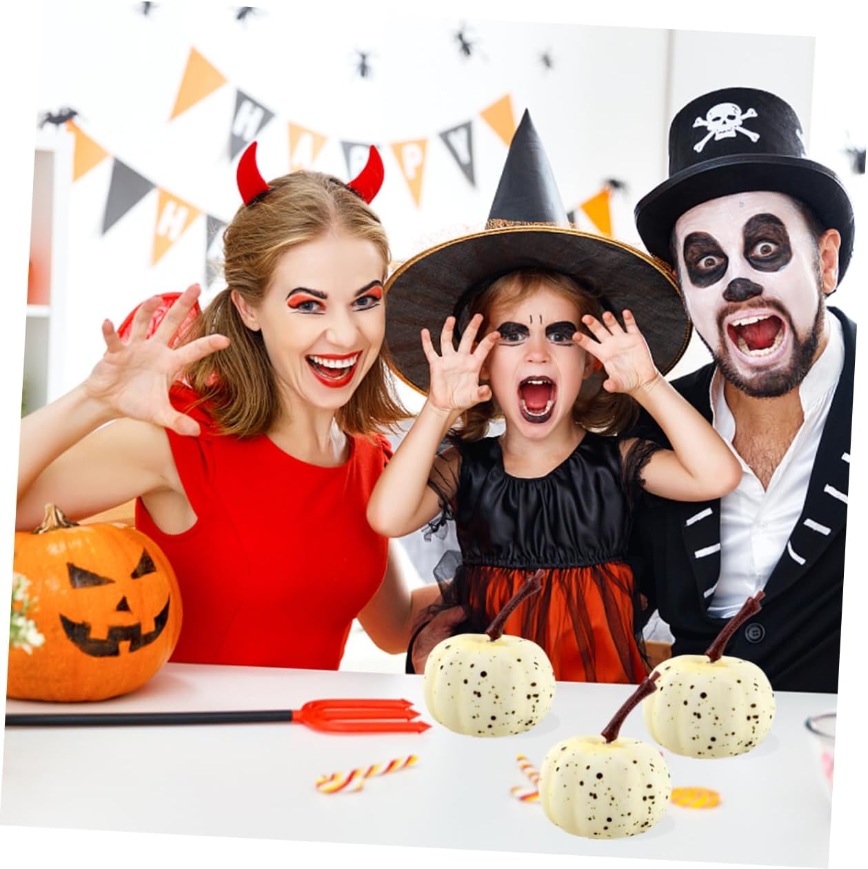 Cabilock 20pcs Hand-Painted Faux Pumpkins for Halloween Decorations