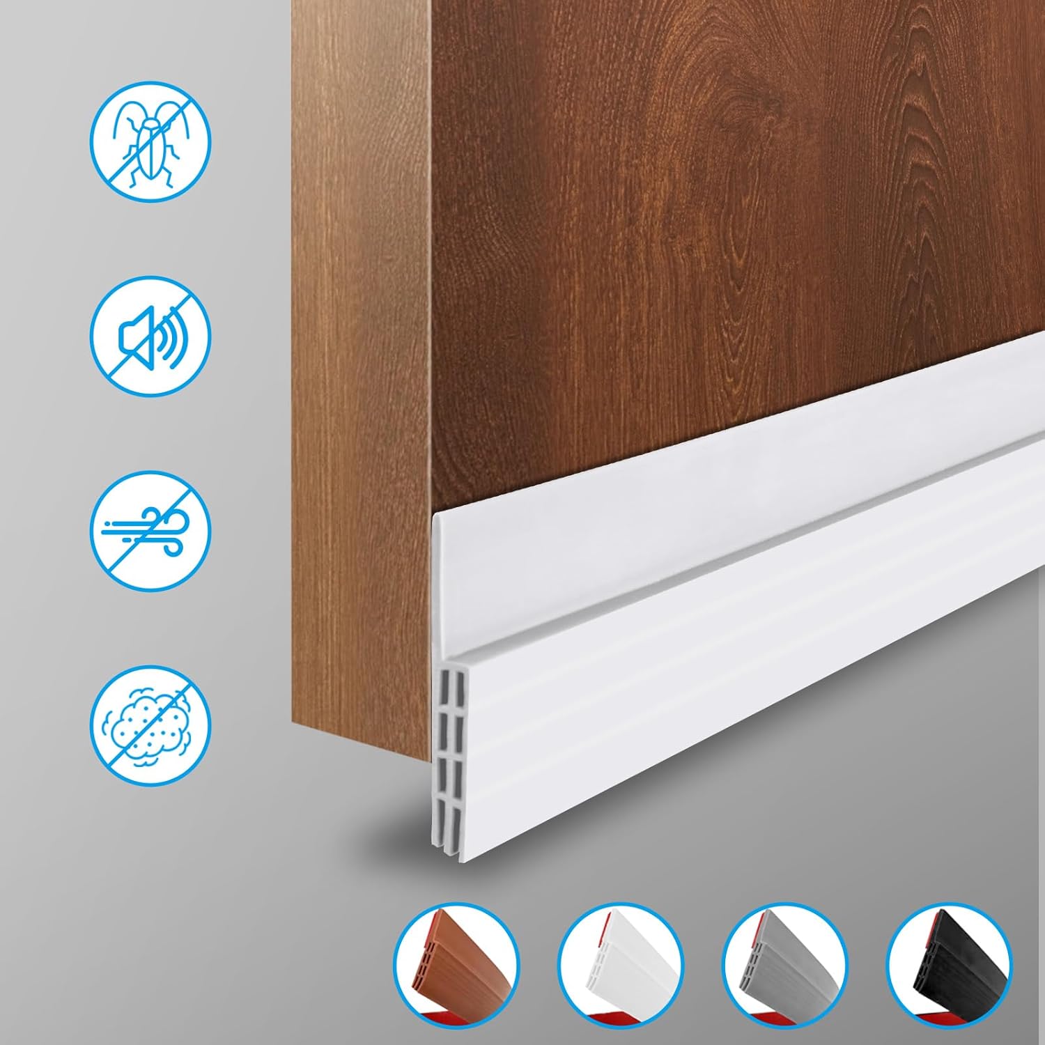 Ainiv Door Draft Stopper Under Door Seal Anti-Collision White
