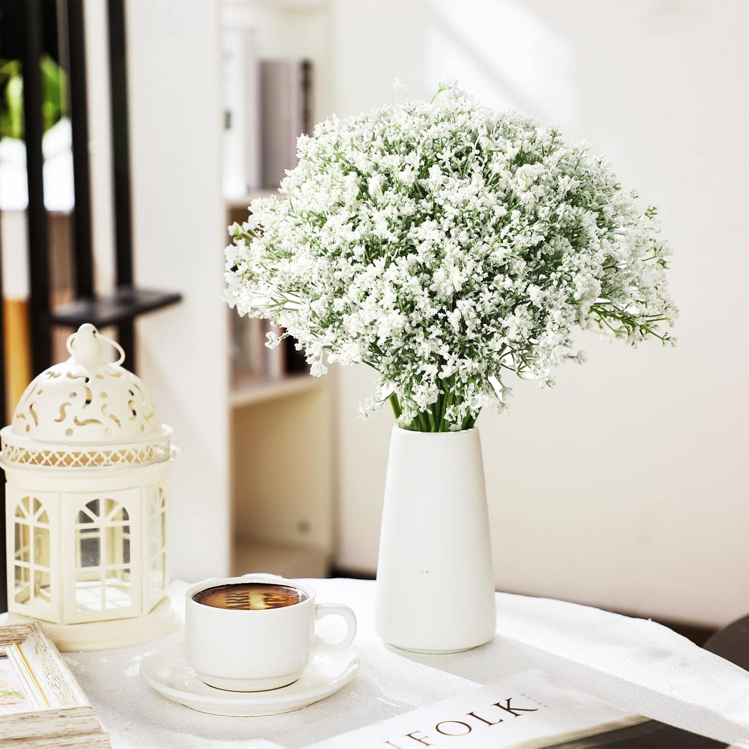 Ysleen 100pcs White Artificial Baby Breath Flowers for Decorations