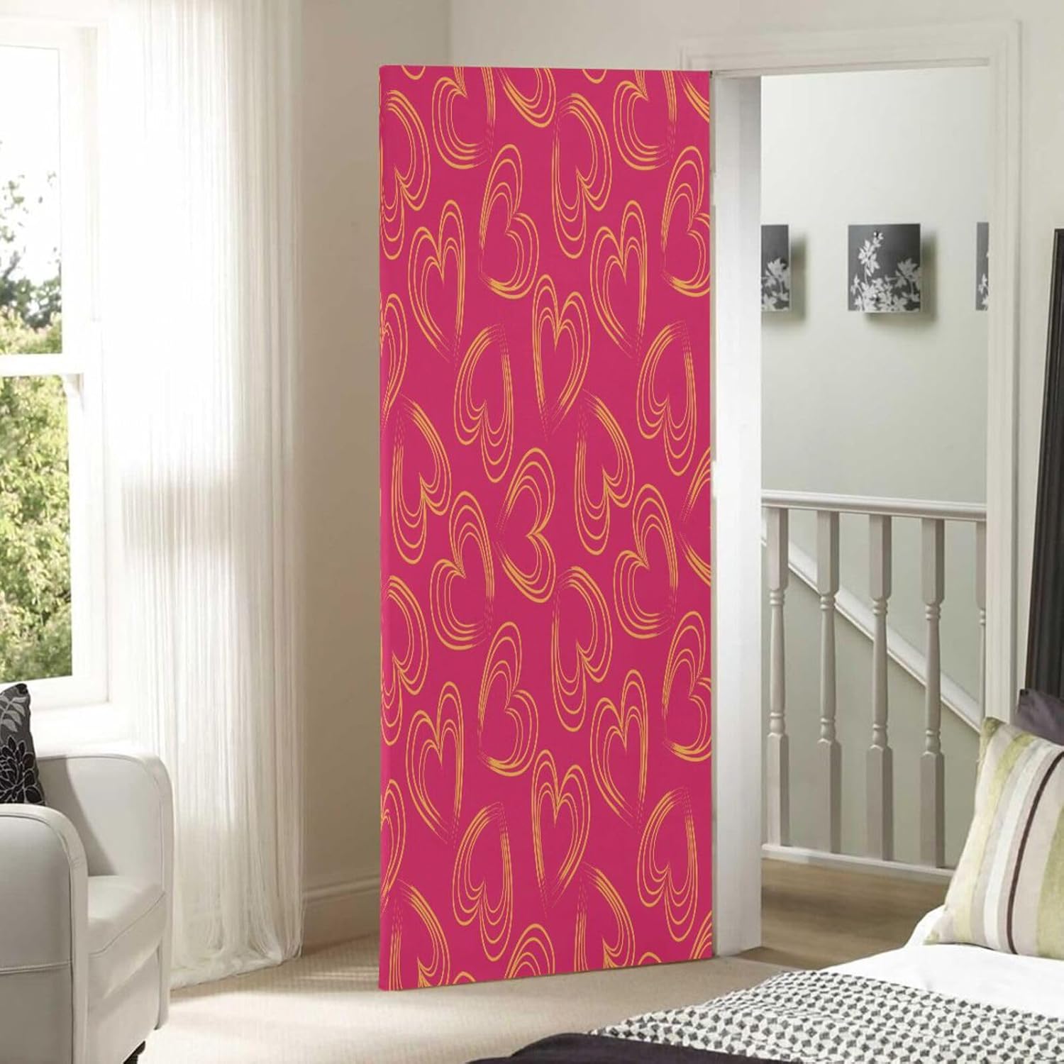 Susiyo Heart Shaped Halloween Door Cover Stretch Fabric 32x79 in
