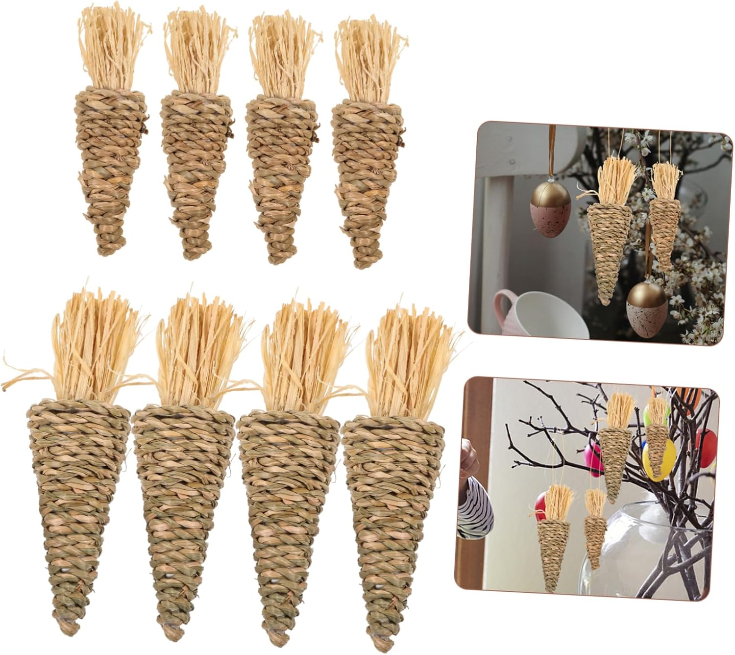 8pcs Woven Carrot Pendant Decorations for Easter