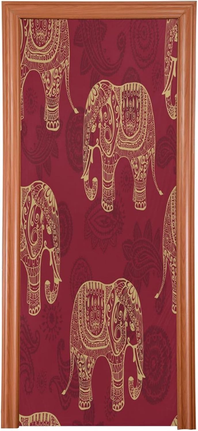 Susiyo Patterned Elephants Halloween Door Cover 32x79 in