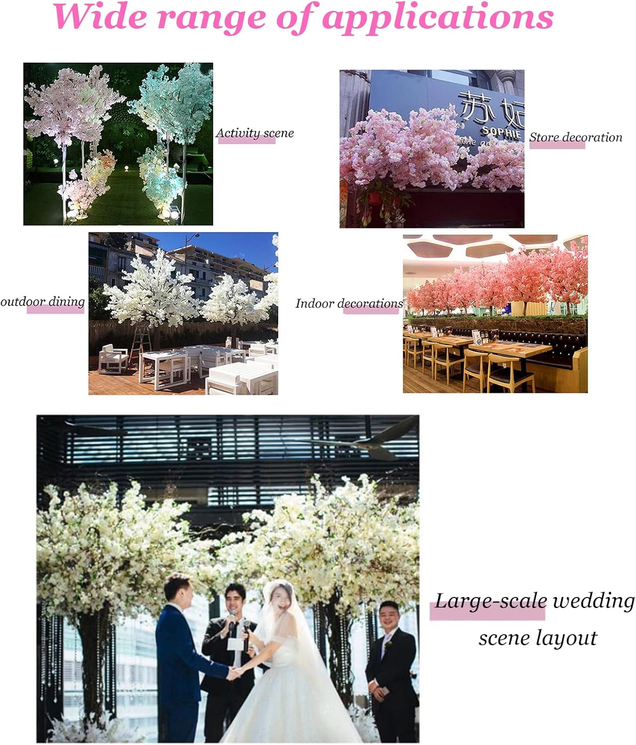 Artificial Cherry Blossom Tree Silk Garland Wedding Party Decor