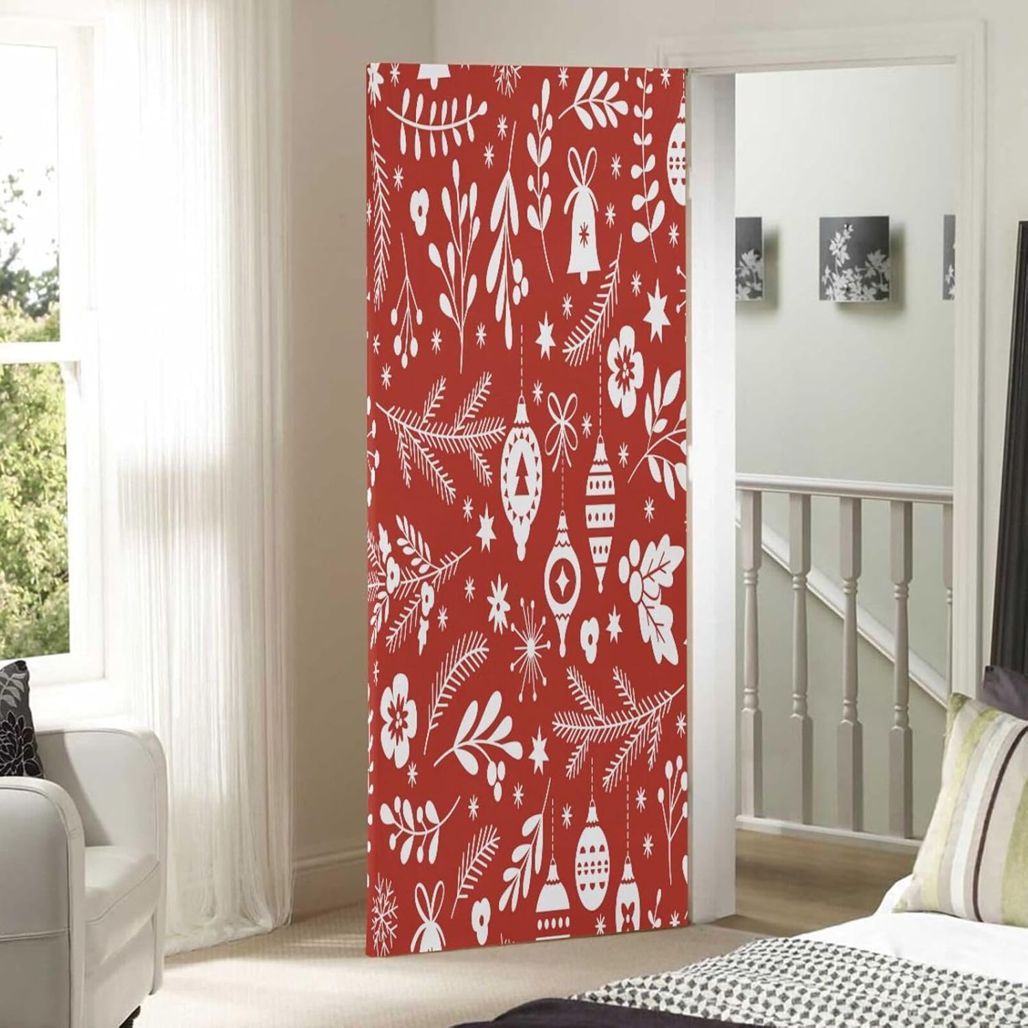 Susiyo Christmas Bell Snowflake Door Cover 32x79 in