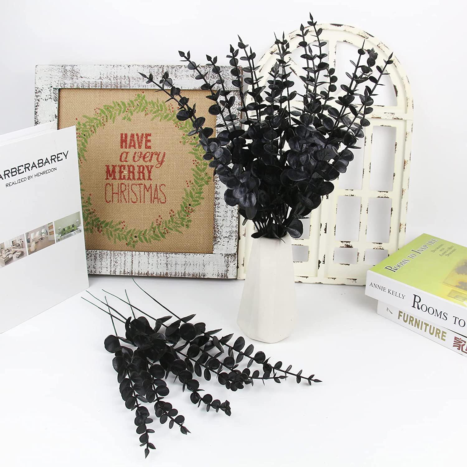 ABAJI Artificial Eucalyptus Black Stem Plant Decorations