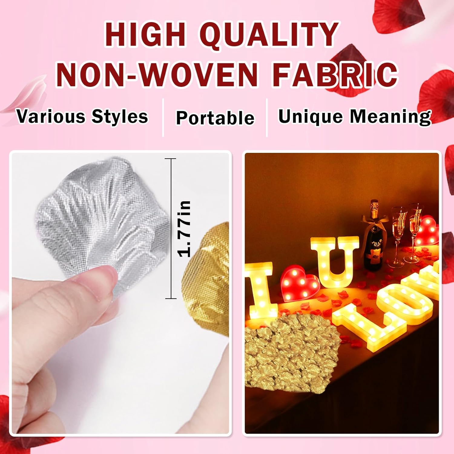 1000PCS Gold Rose Petals Artificial Flower Decorations