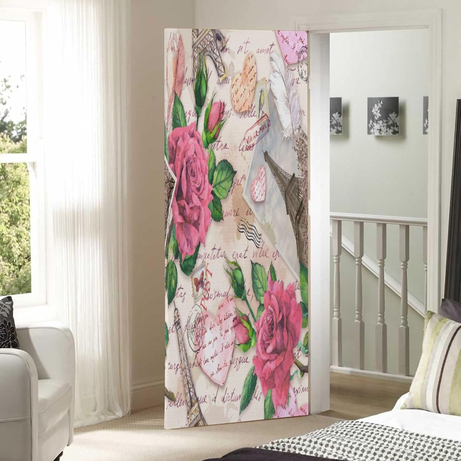 Susiyo Pink Rose Note Halloween Door Cover Stretch Fabric Backdrop