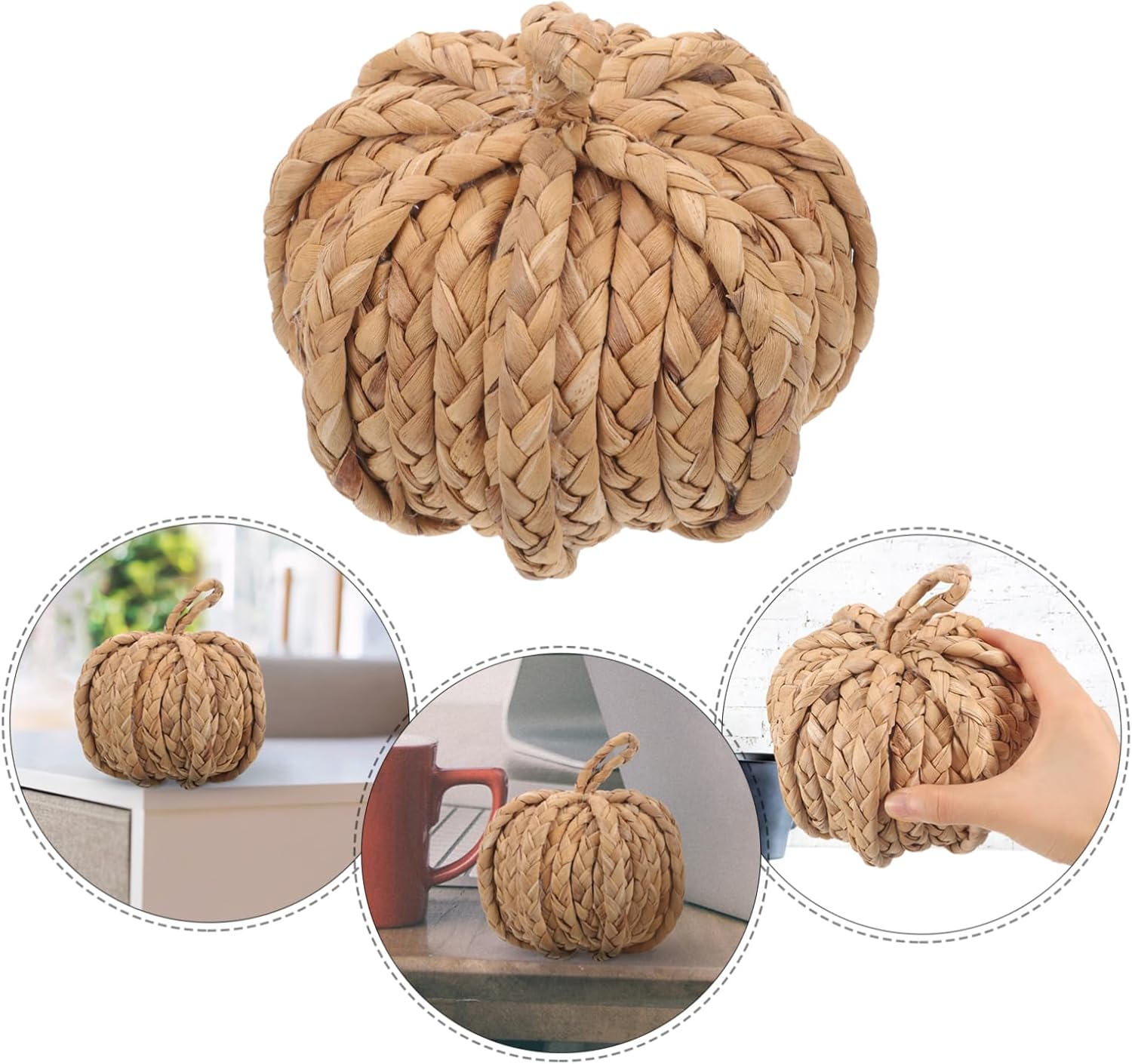 SEWACC Straw Pumpkin Halloween Decor Centerpiece