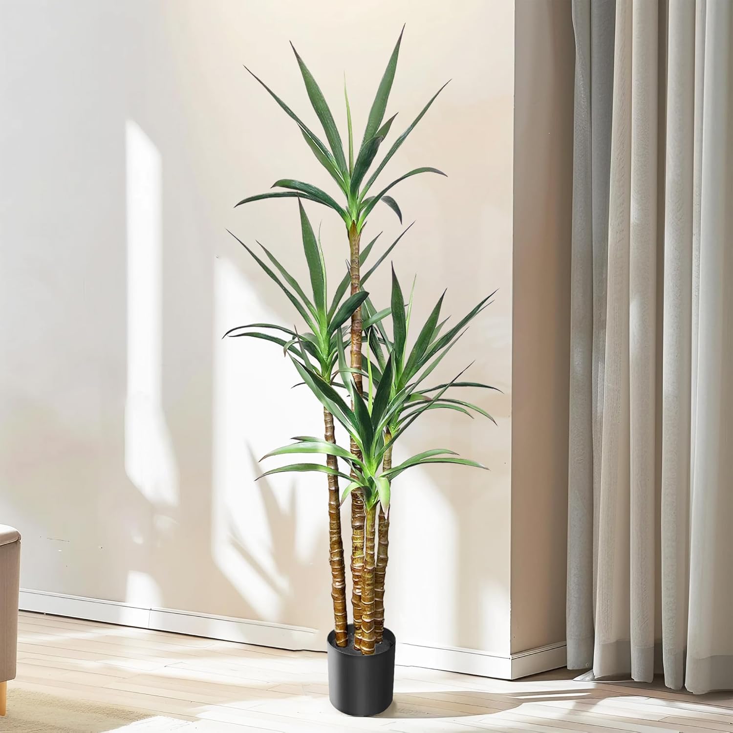 Koretech Artificial Trees 48ft Faux Agave Plants 4 Trunks with Pot