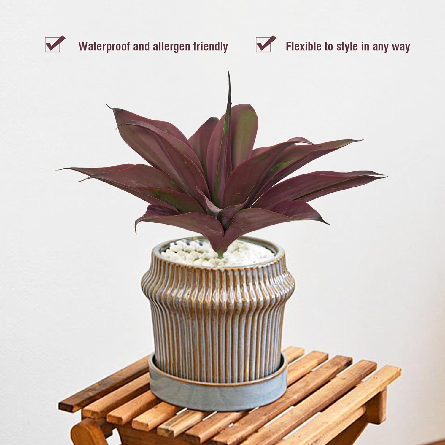 Fake Plants Artificial Agave Plants 138 Inch Purple 2 Pack