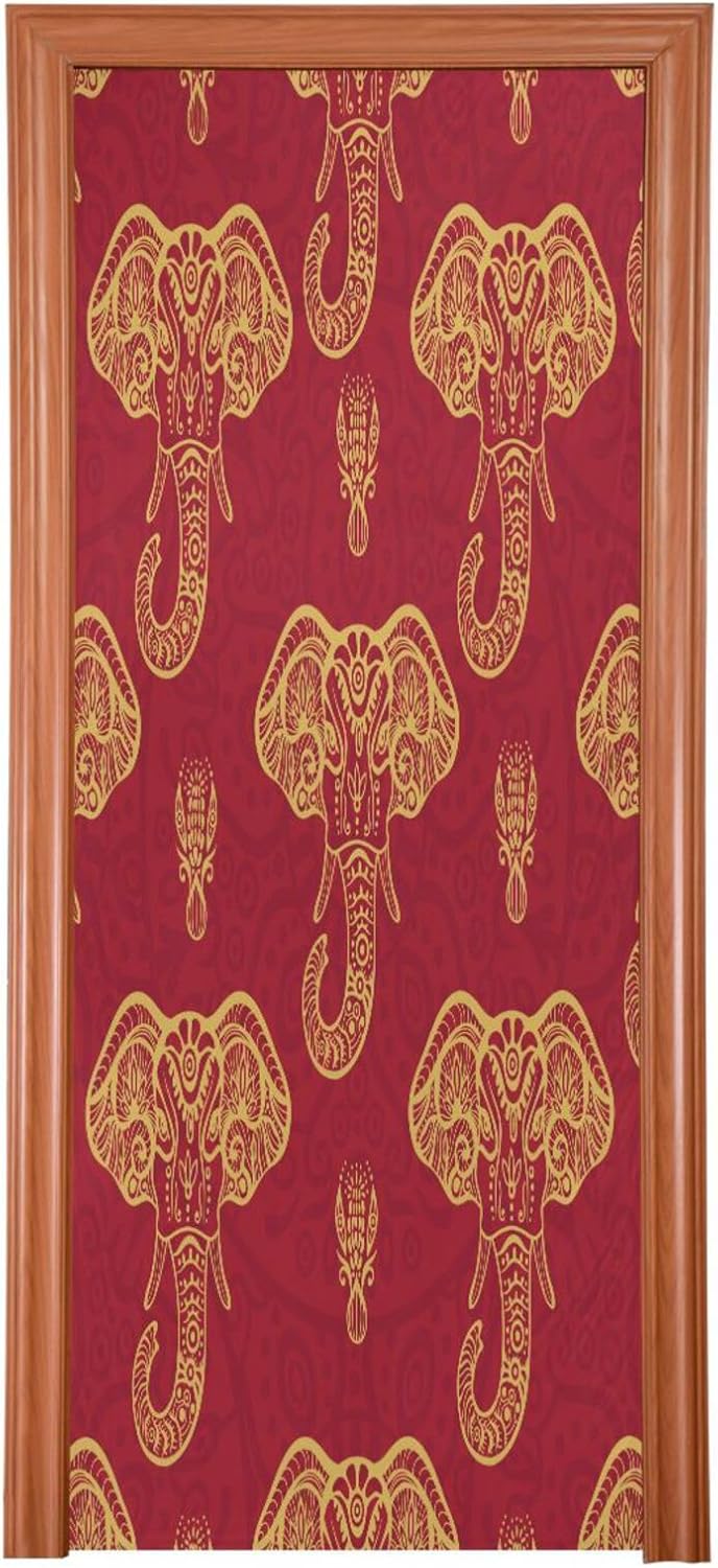 Susiyo Ornate Red Elephants Halloween Door Cover 1