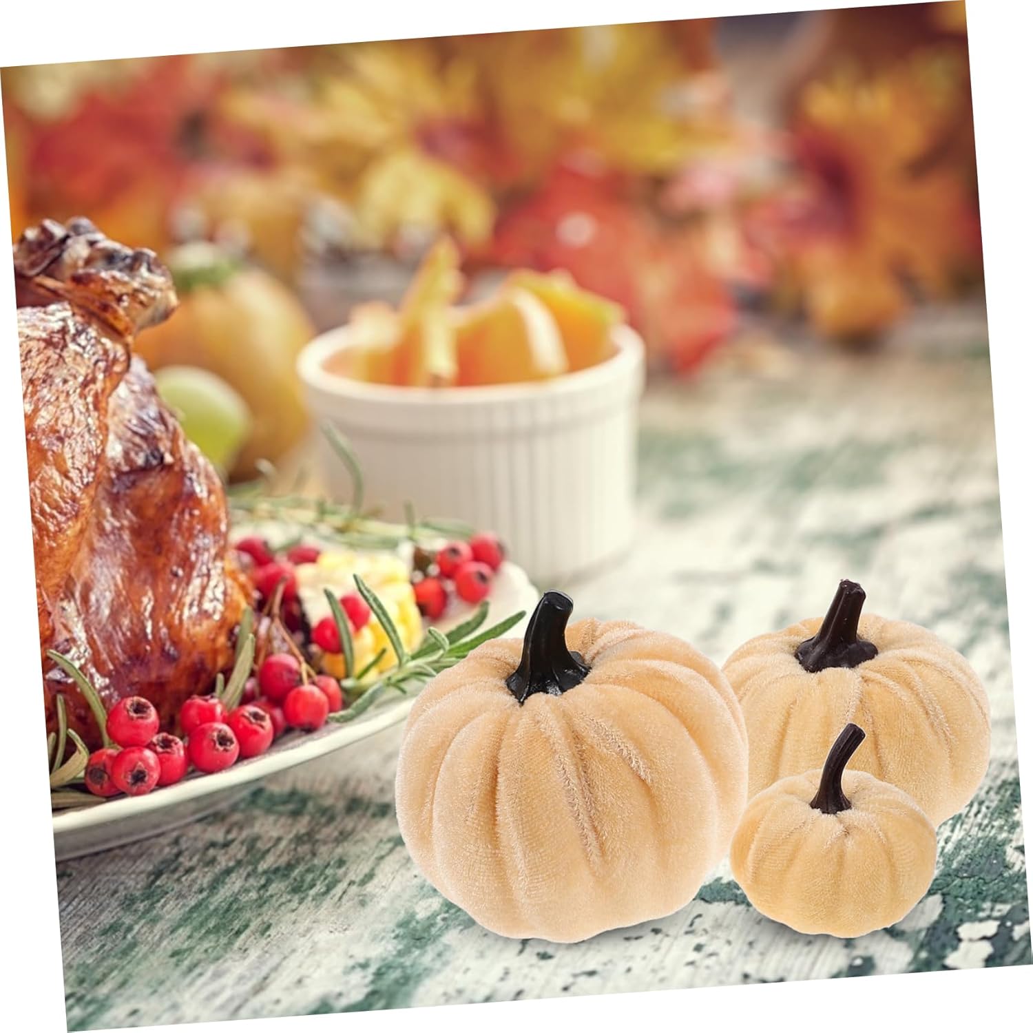 6pcs Decorative Artificial Pumpkins for Halloween Fall Centerpieces