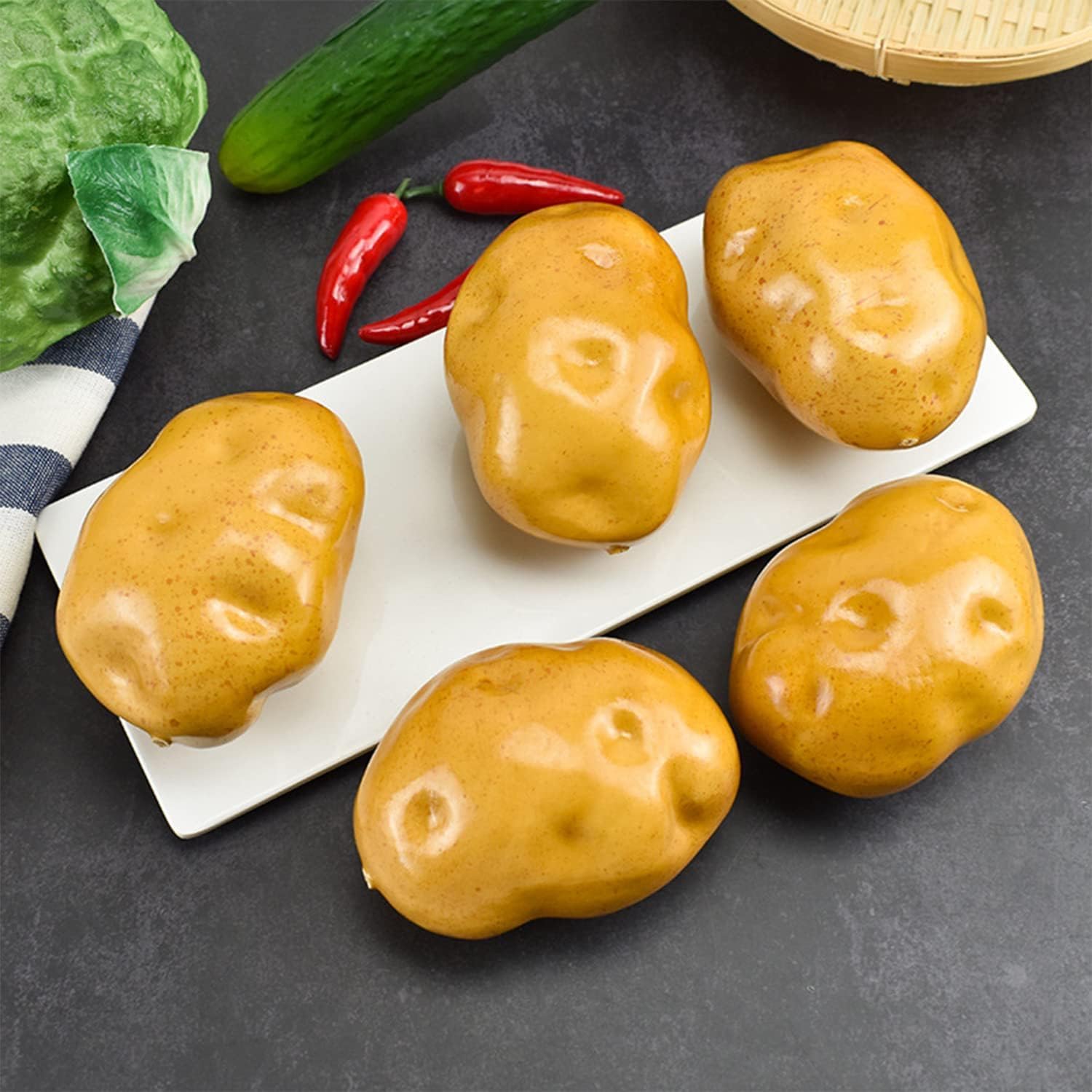 5PCS Artificial Potatoes for Home Decor and Film Props