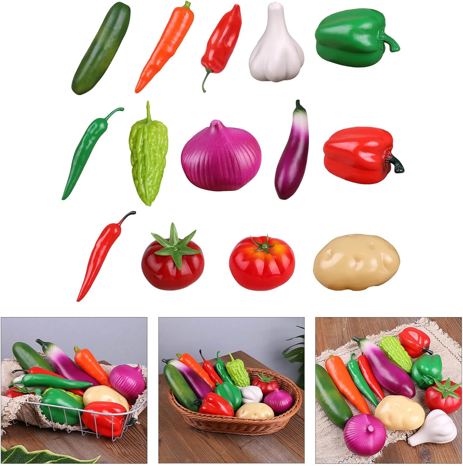 6Pcs Realistic Artificial Vegetable Models for Kitchen Display and Photography