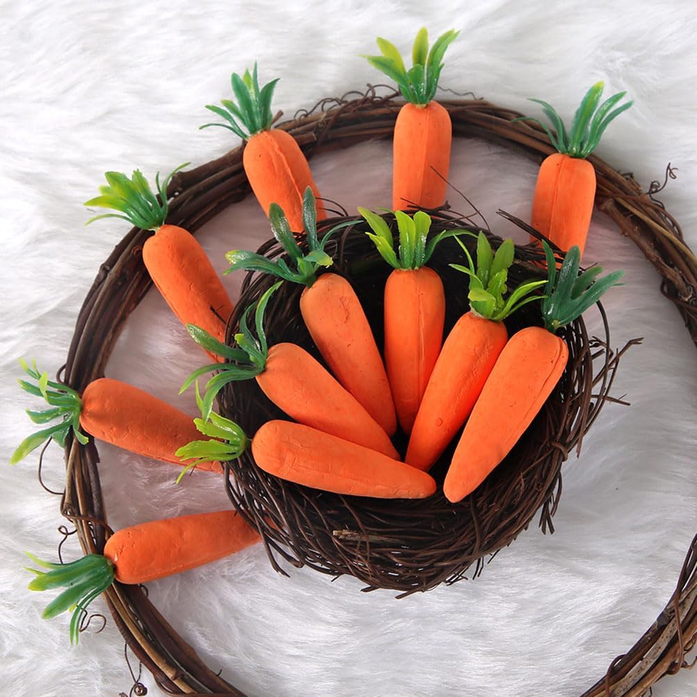 LOGOFUN 24PCS Artificial Carrots for Easter Decor DIY Crafts