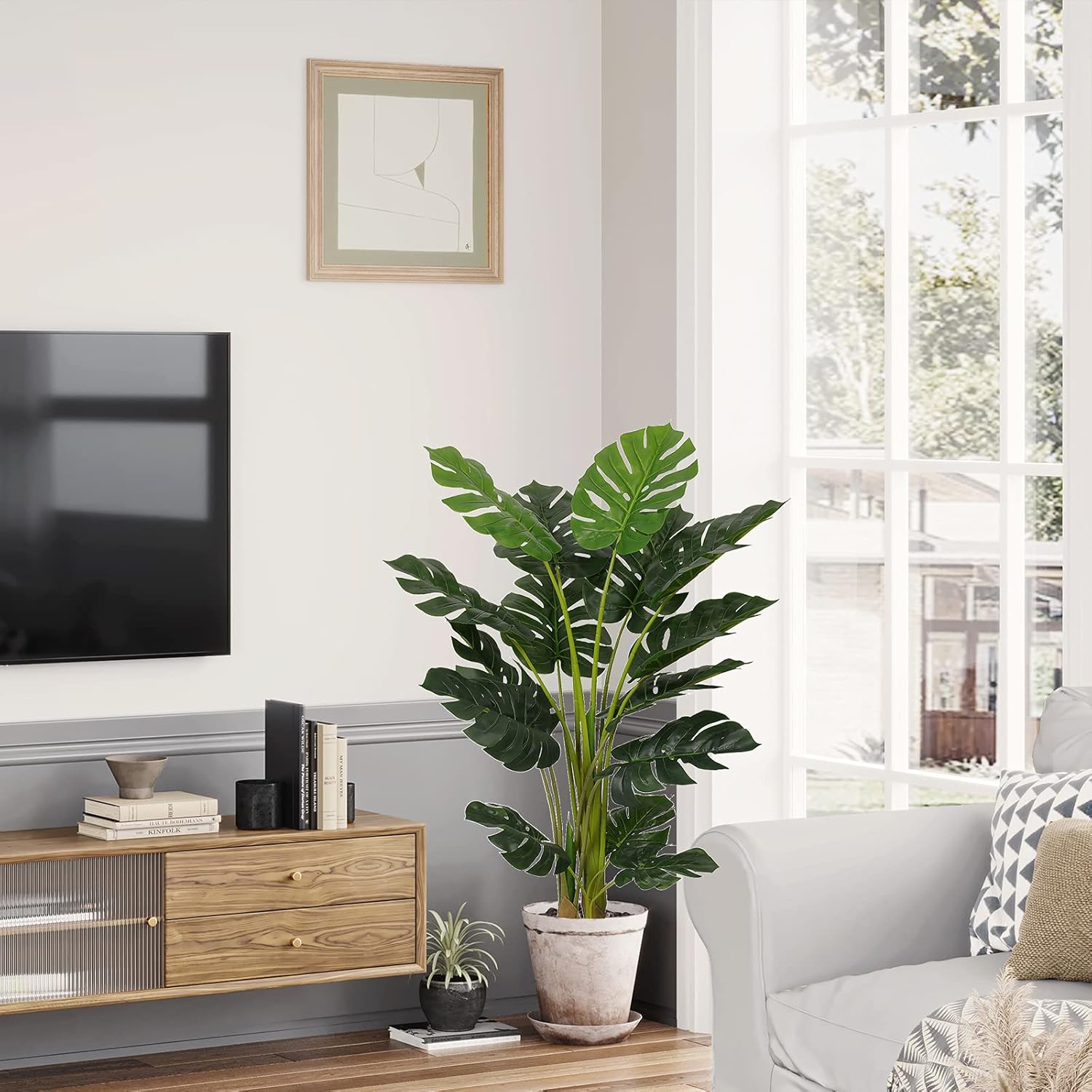 VIAGDO Artificial Monstera Deliciosa Plant 4ft Tall 2 Pack