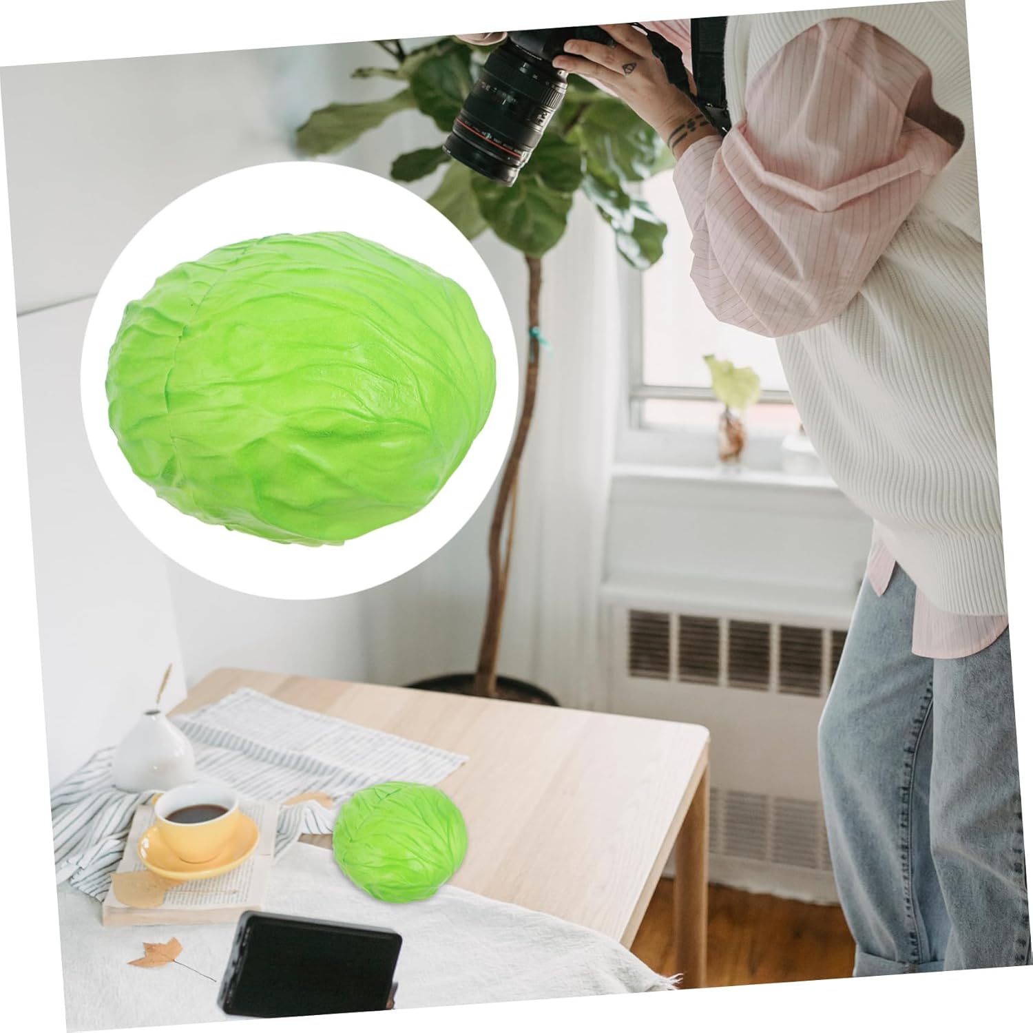 Realistic Artificial Cabbage Decor for Home Office