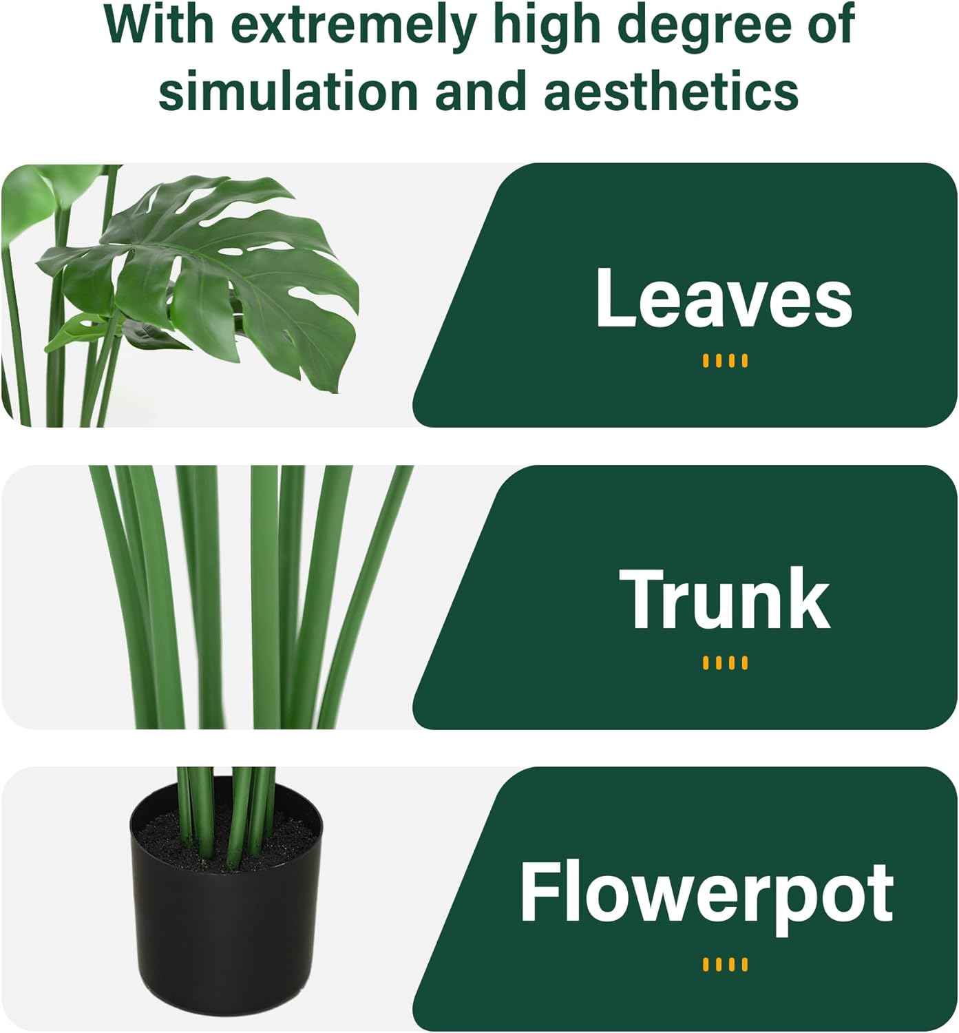 Saksun 35ft Artificial Monstera Deliciosa Plant with Pot