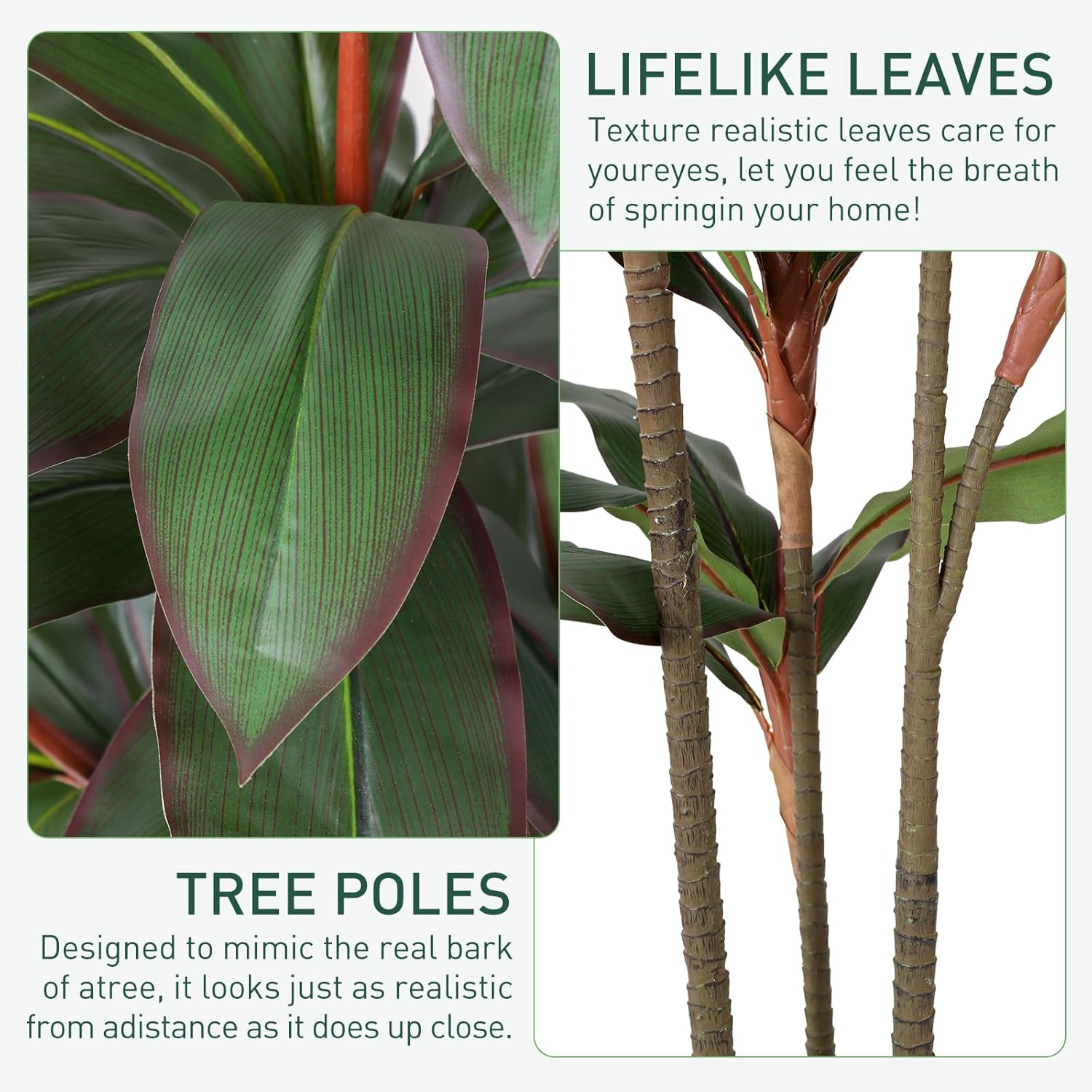 YEPDIN Artificial Dracaena Tree 5FT with White Planter