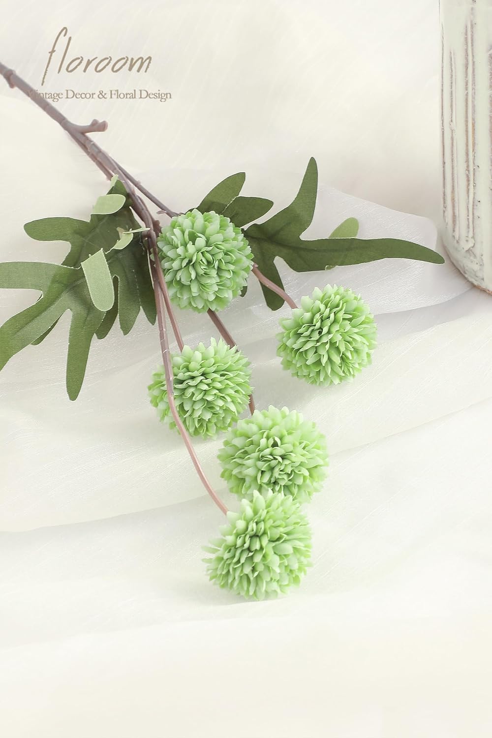Floroom 5pcs Faux Silk Pompon Mums Artificial Flowers