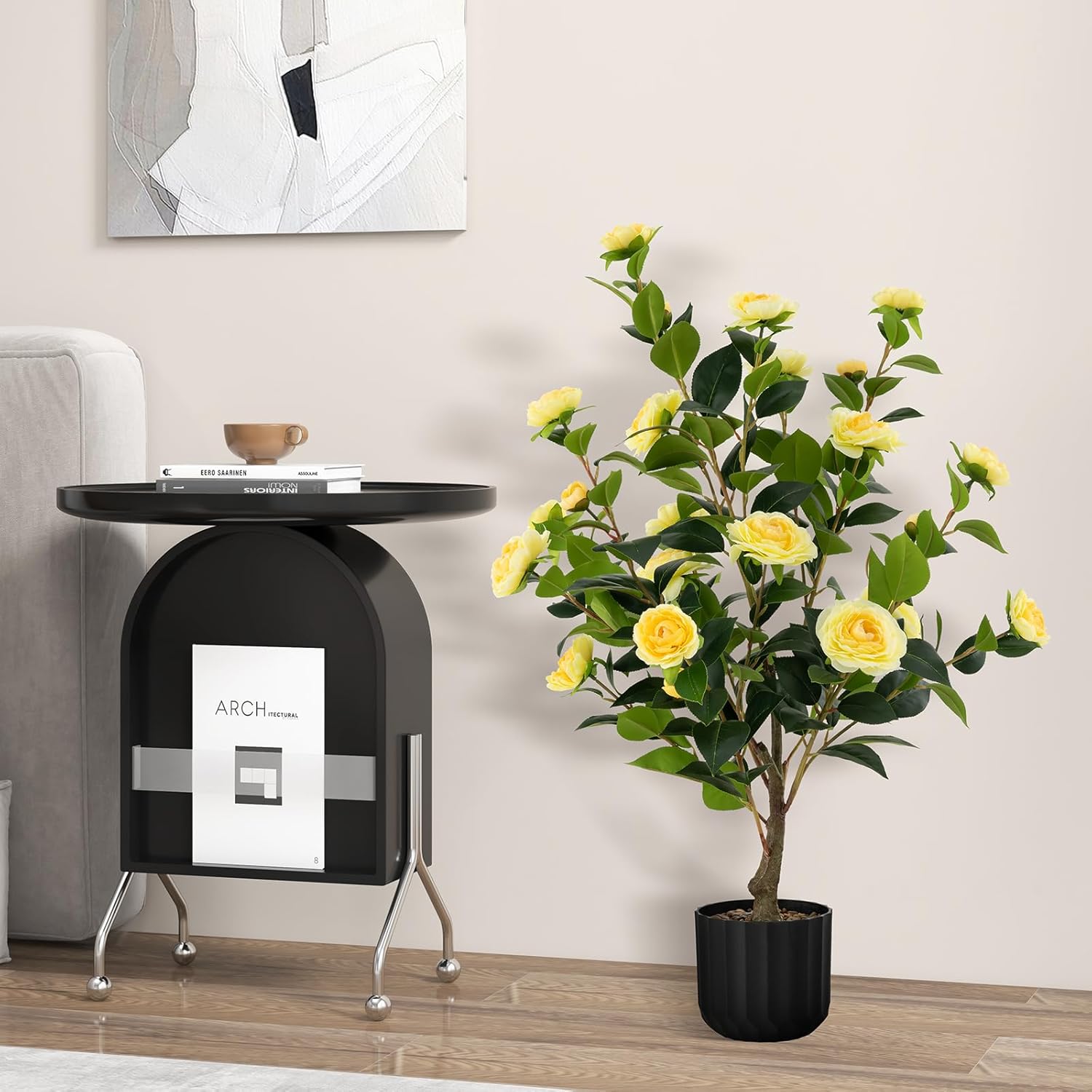 Artificial Camellia Tree Set of 2 38 Inch Tall Potted Plants