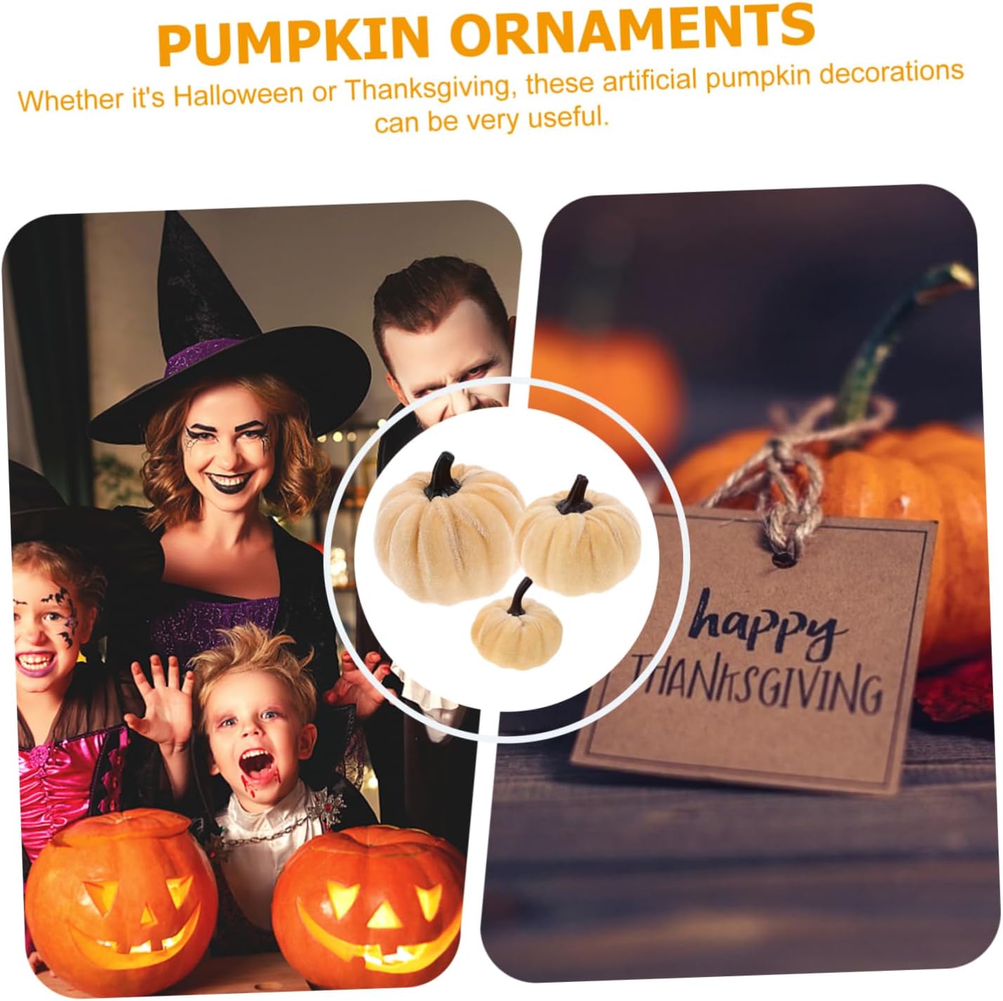 ULTECHNOVO 6Pcs Artificial Pumpkin Decorations for Halloween
