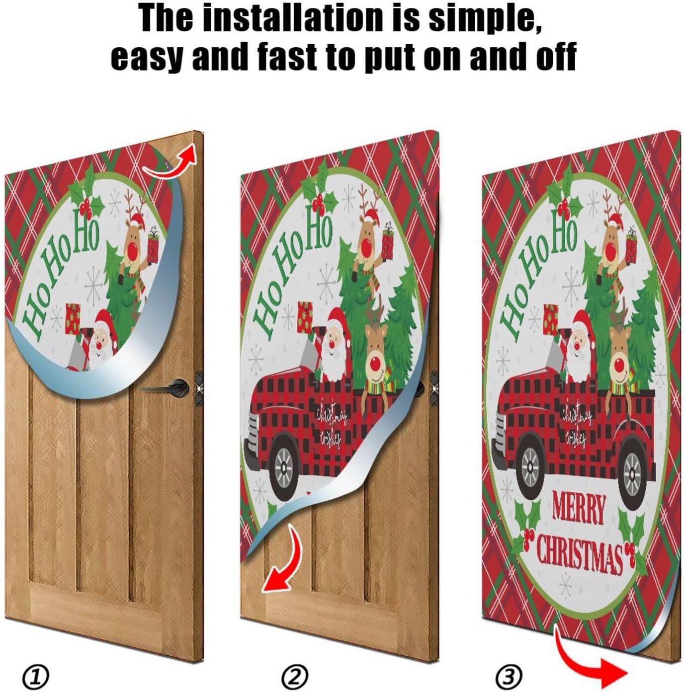 Susiyo Christmas Door Cover with Elastic Bands 32x79 In