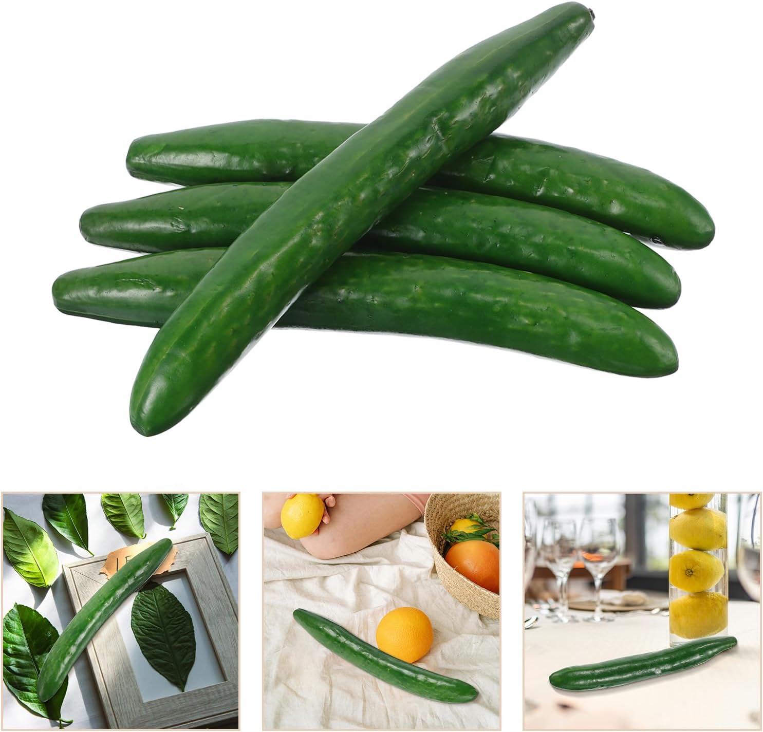 LOGOFUN 8 Pc Realistic Fake Cucumber Decor Prop
