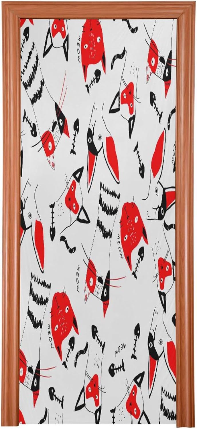 Susiyo Cute Cats Halloween Door Cover Stretch Fabric 32x79 in
