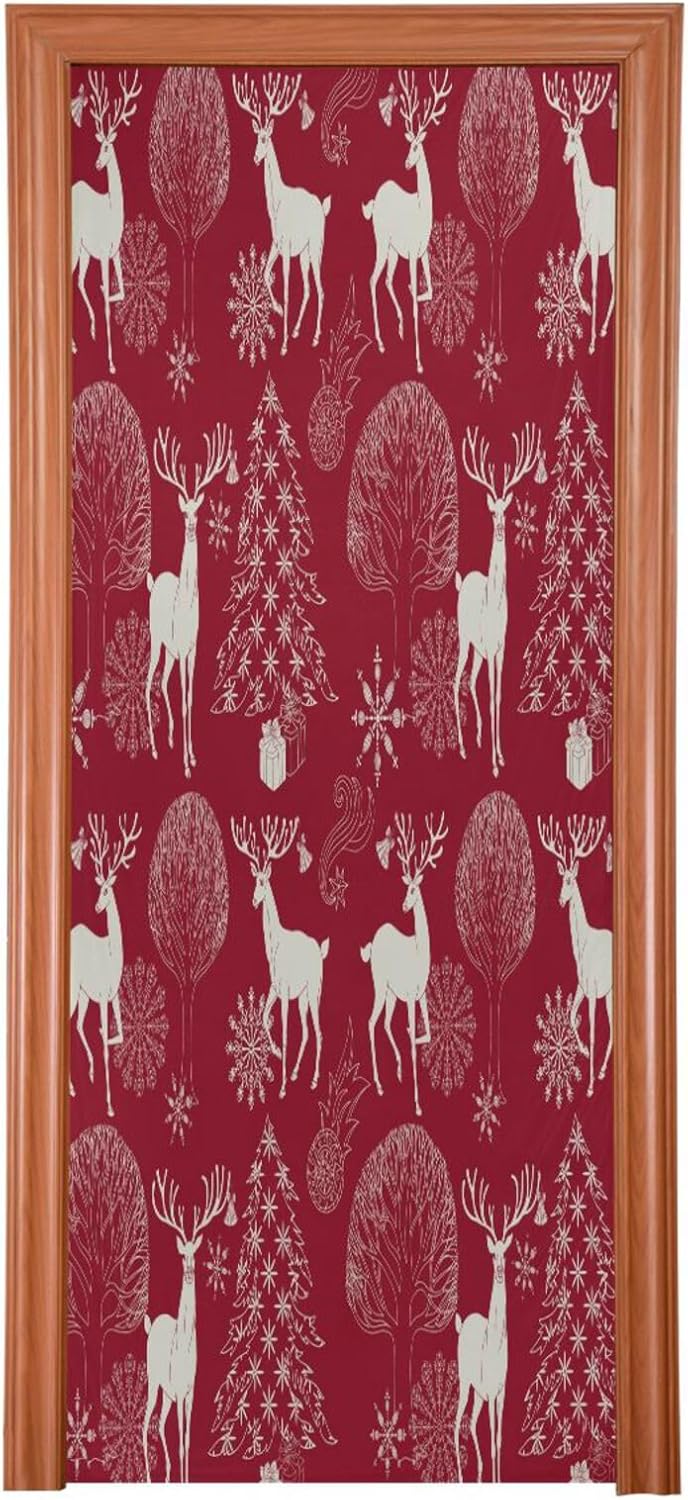 Susiyo Christmas Tree Red Deer Door Cover 32x79 in