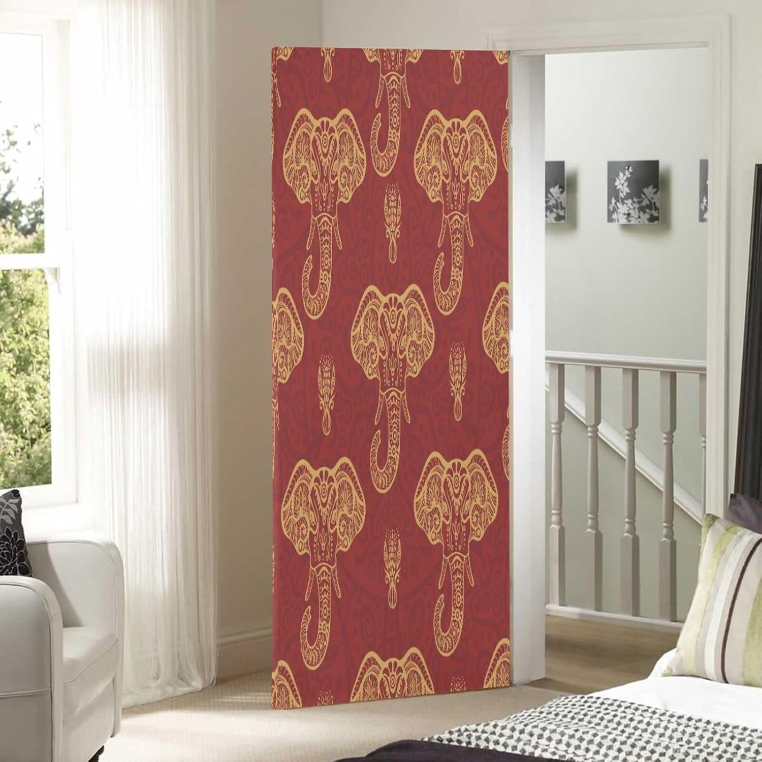 Susiyo Ornate Red Elephants Halloween Door Cover