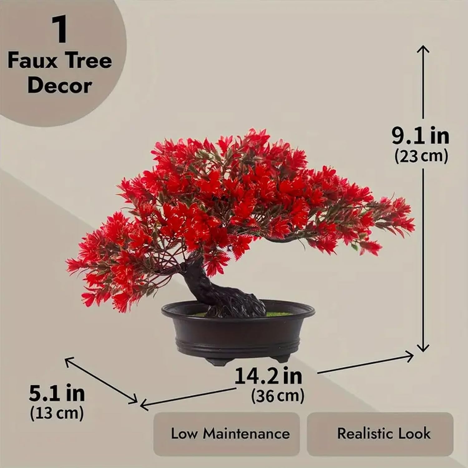 AzureLeap Artificial Bonsai Tree Red 95 Inch