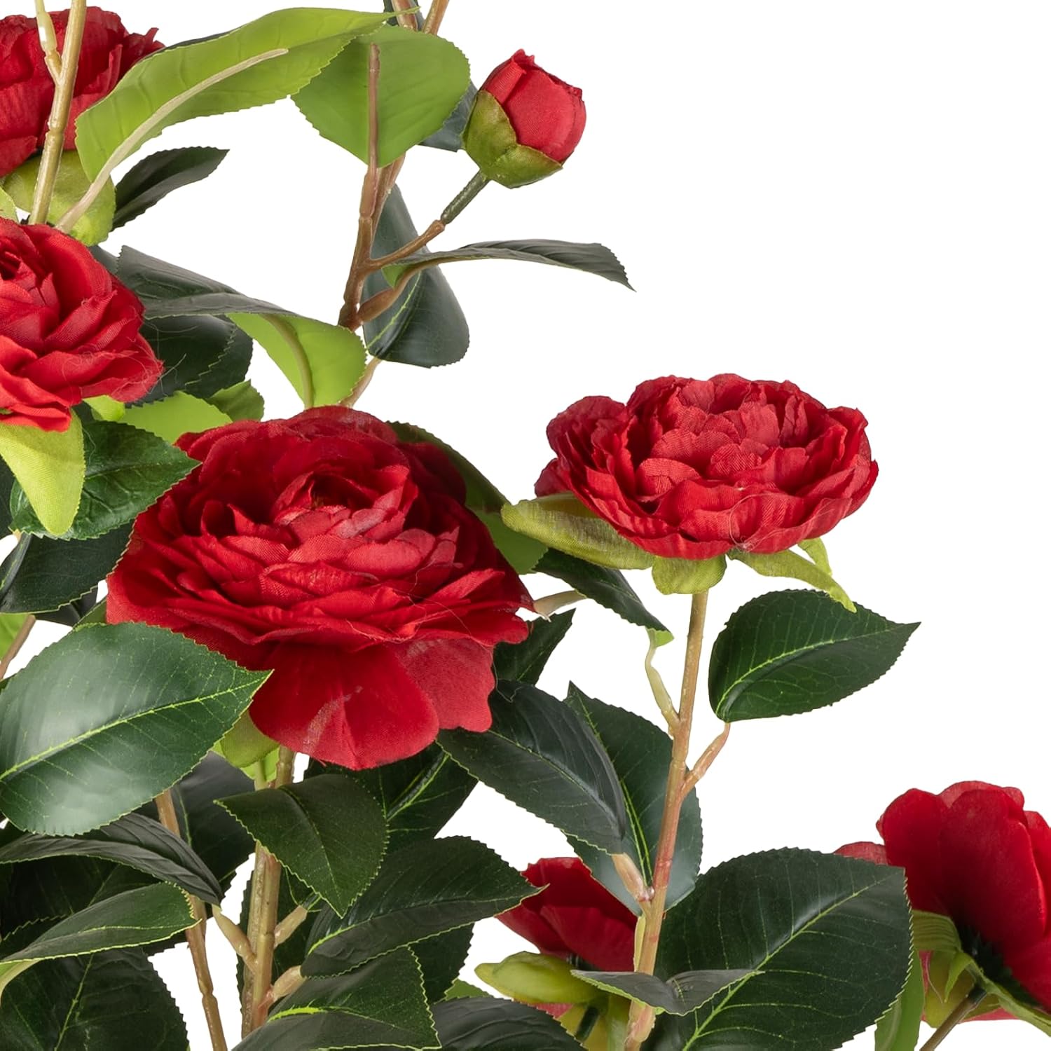 Artificial Camellia Tree Set of 2 - Red Flowers Realistic Design