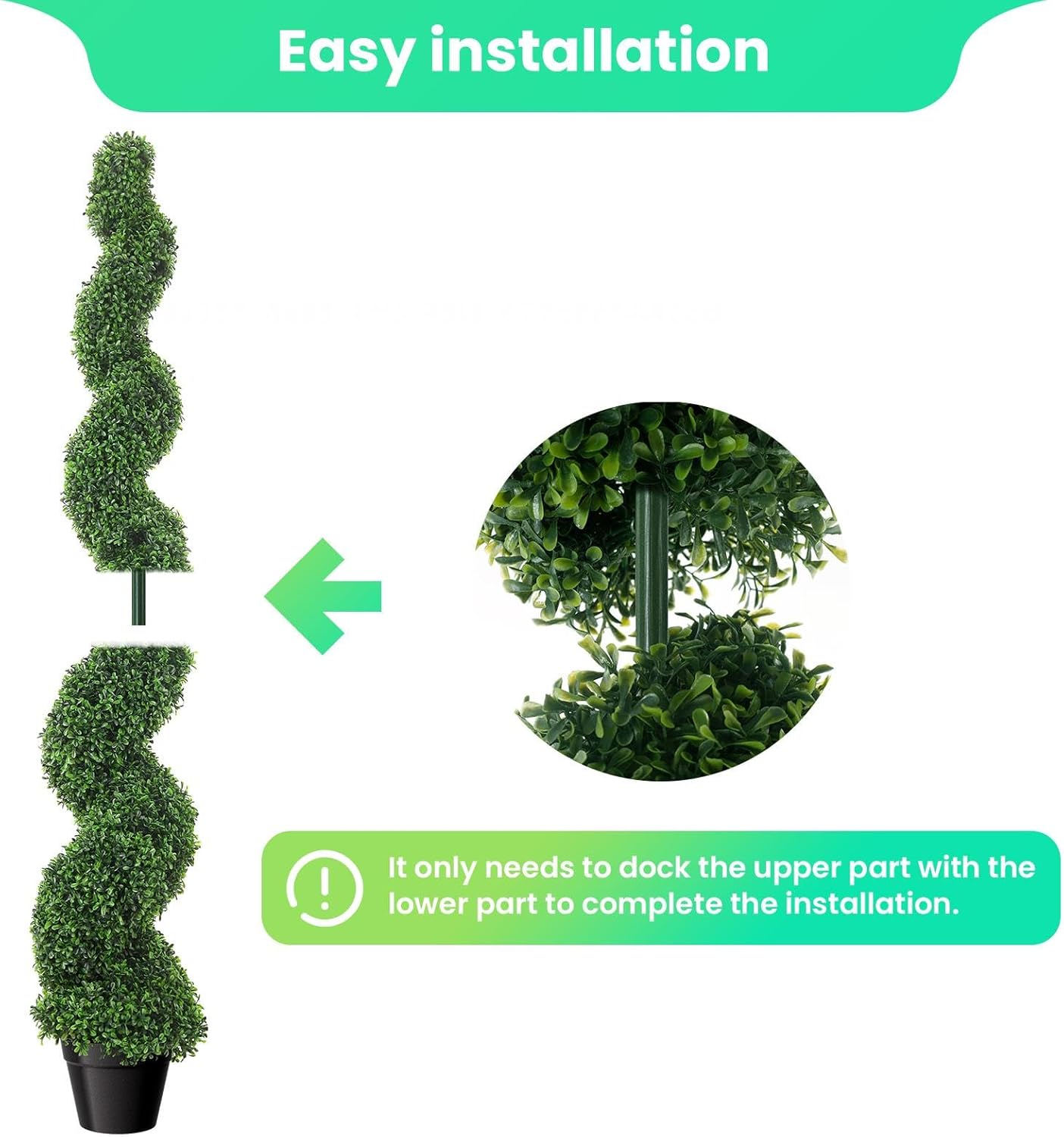 5FT Artificial Boxwood Spiral Topiary Trees 2 Pack